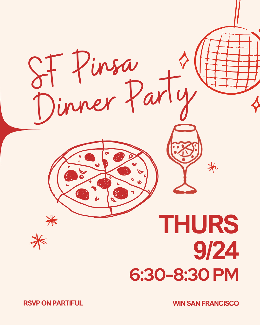 Pizza and good conversation, what better way to welcome fall? 🍕✨
Join us on Thursday, 9/24 for a casual WIN SF dinner party at Pinsa Rossa! We’re getting together to unwind, share good food, and ease into the new season with our community.
Whether this is your very first WIN social event or you’ve been to every one, we’d love to see you there before our 2026 cycle comes to a close!
Only a few more spots available! Grab yours before it fills up - RSVP via the link in our bio. See you at the table! ❤️