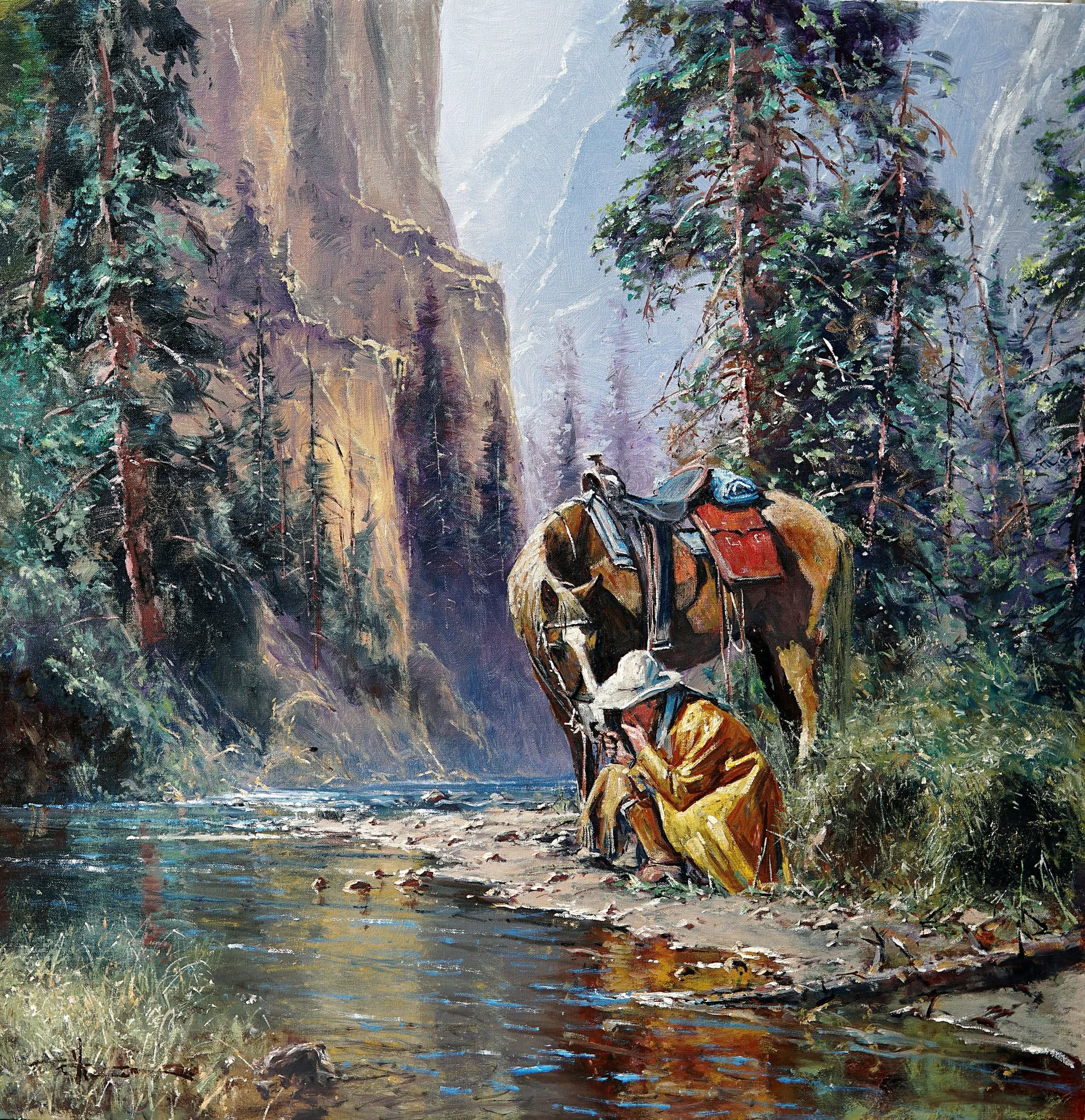 Decisions. The horse made his a while ago.
#RobertHagan #WesternArt #CowboyArt #OilPainting #Impressionism #WesternPainting #FineArt #AustralianArtist