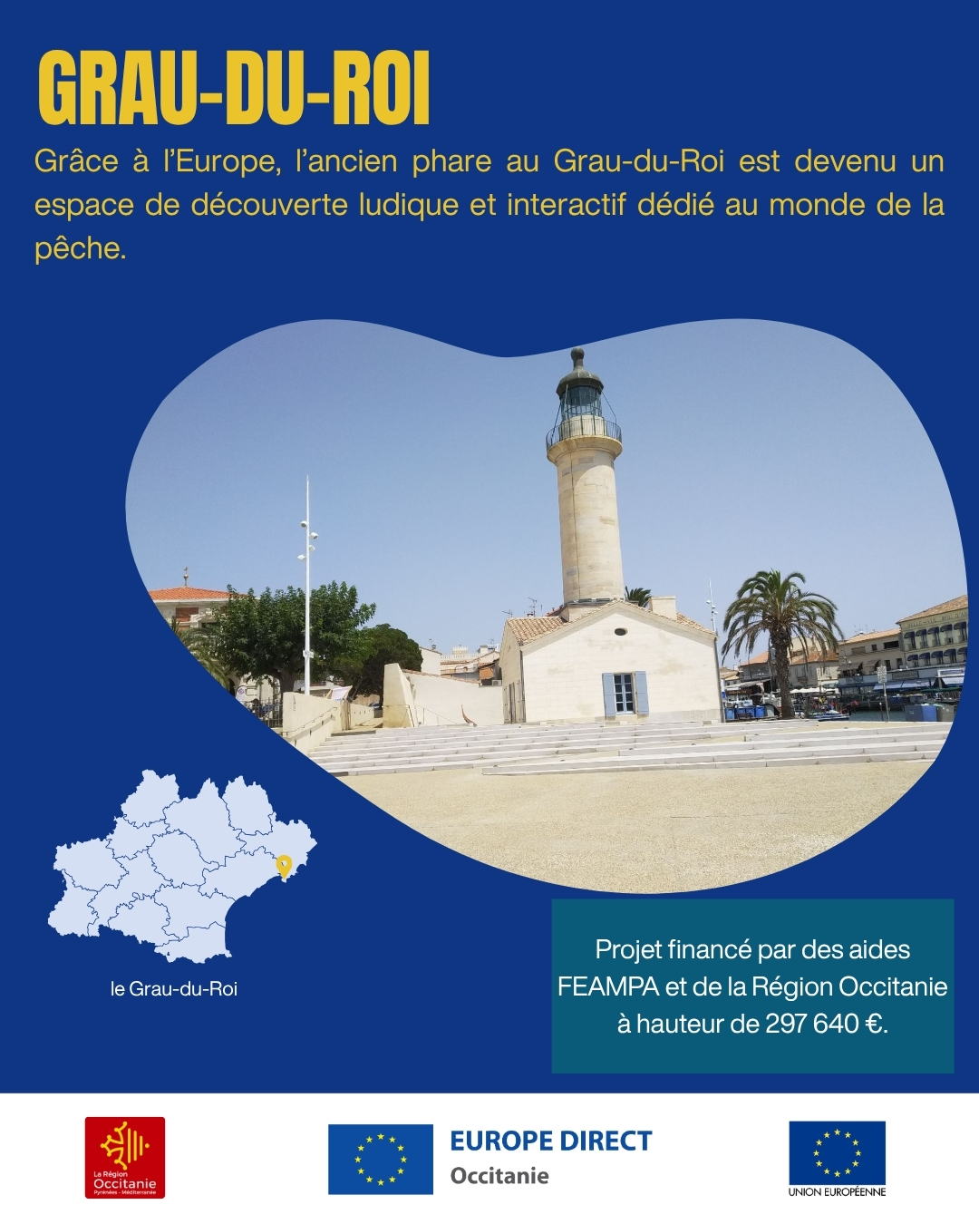L’Union européenne finance la culture locale !⚓
Au Grau-du-Roi, l’ancien phare a fait peau neuve grâce au soutien financier de l'Europe ! 🏛️✨
Il s'est métamorphosé en un espace de découverte ludique et interactif entièrement dédié au monde de la pêche et au patrimoine maritime. Une belle transmission de notre histoire aux plus jeunes ! 🌊🎣
👉 Avez-vous déjà visité ce lieu interactif ?
#UnionEuropeenne #LeGrauDuRoi #PatrimoineMaritime #Peche #Occitanie #TourismeGard #LEuropeEnOccitanie #MaisondeLEuropeNimes #mdnimes #maisondeleuropemontpellier #europegascogne #europetlseoccitanie #maisondeleuropedutarn #maisoneurope_pyr_mediterranee