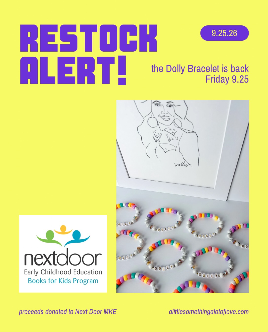 mark your calendars for 9.25 at 9:00 am (had to with that date) 🦋🌈👱🏻♀️
.
the Dolly bracelet will restock and proceeds of every bracelet will be donated to @nextdoormke Books for Kids 📚💌
.
they sold out in just ✨one hour✨ last time, so don’t sleep on the release
.
available in my website store- link in stories to sign up for release notification
.
drop a 🦋 if you can’t wait to order yours!
.
.
.
.
@womanshopsworld @nextdoormke
.
#dollypartonfans #dollypartonjewelry #mkenonprofit #braceletsofinstagram #communityovercompetition