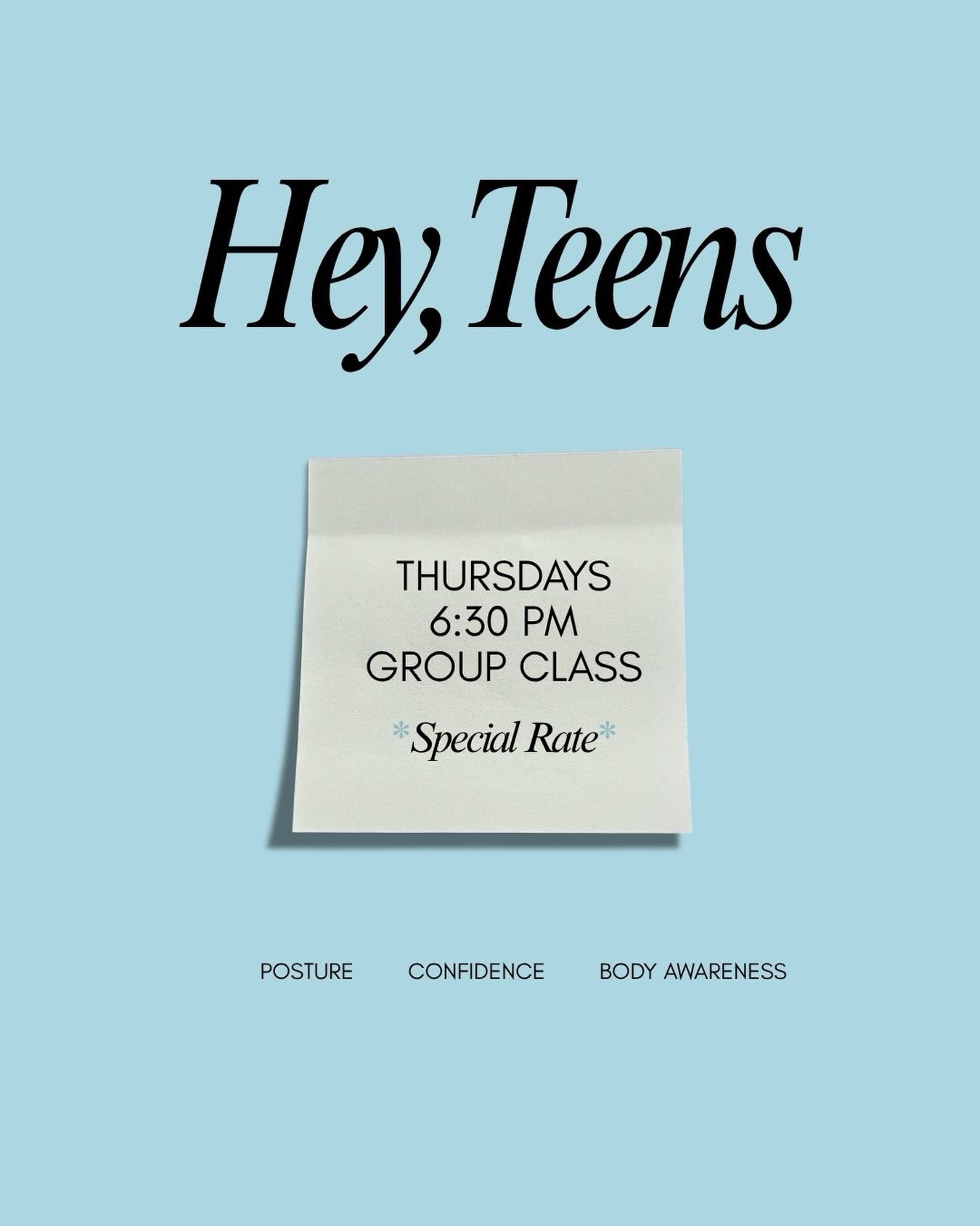 đ˘ Hey, Teens!
We have a reformer class, just for YOU! Happening tonight âĄď¸