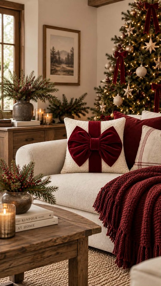 Boucle Velvet Bow Pillow
