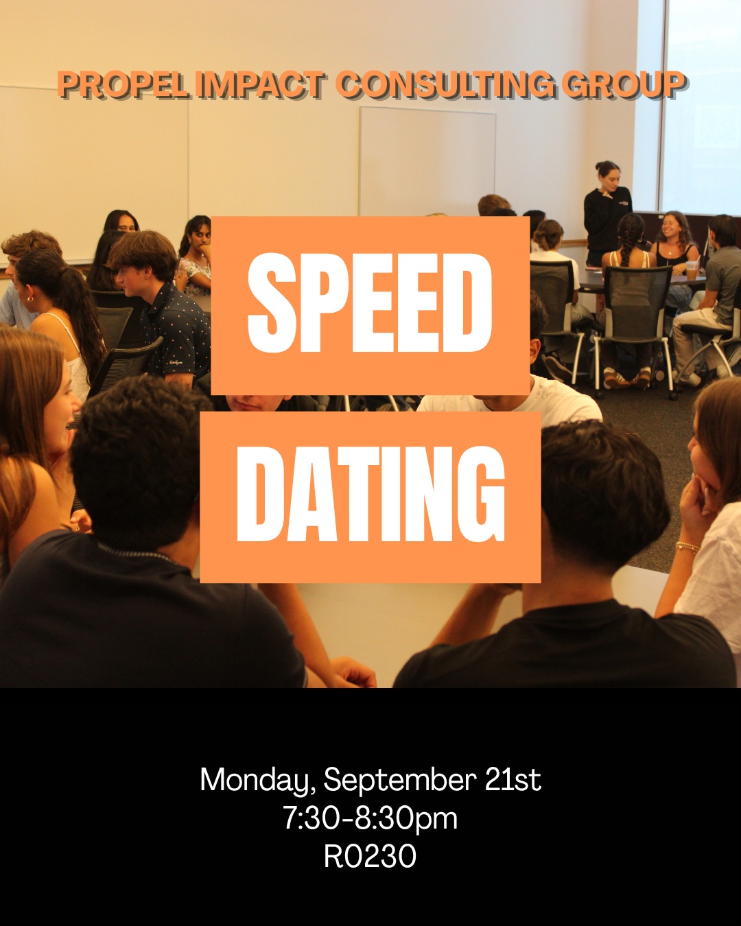 We can't wait to see everyone at our speed dating event on Monday, September 21st from 7:30-8:30pm!!