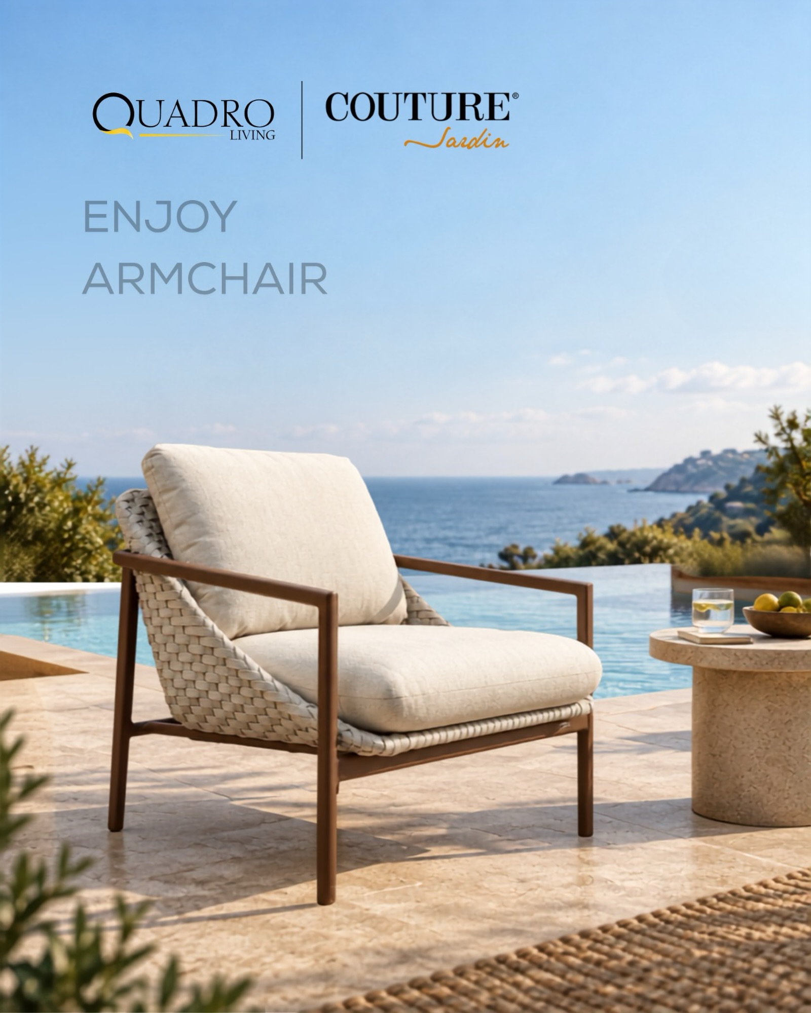 The name tells you exactly what to do.
The Enjoy Armchair by Couture Jardin. A slim bronze-toned frame, a hand-woven sling, and a cushion that invites you to stay a little longer.
Now exclusively at Quadro Living, Jubilee Hills.
DM “ENJOY” for pricing and a showroom visit.
📍 Jubilee Hills, Hyderabad
📞 +91 79979 98836
🌐 www.quadroliving.com
{enjoy armchair, outdoor armchair hyderabad, luxury outdoor furniture hyderabad, couture jardin india, designer lounge chair, terrace furniture, poolside furniture}
#outdoorarmchair #outdoorfurniture #couturejardin #quadroliving #jubileehills
