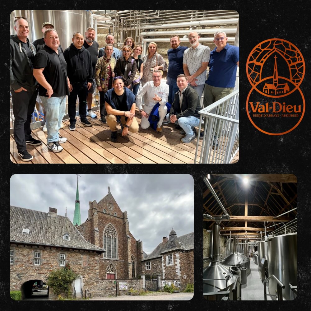 Our very own Tim Yaddow had the opportunity to visit our Belgian producers this month with D&V, just in time for the Winter Ales to drop! 🍺
“Greetings from Belgium! We visited Val-Dieu and got to tour the Abbey and the new brewing facility with Lionel Delbart and Thomas Schrauwen. Very beautiful historic property dating back to the 13th century and the oldest surviving Abbey in Belgium. The beers are produced using same ingredients and methods as the monks.“
Large Val-Dieu bottles still available to order, but grab them soon or they’ll be gone! Contact your sales rep to order.