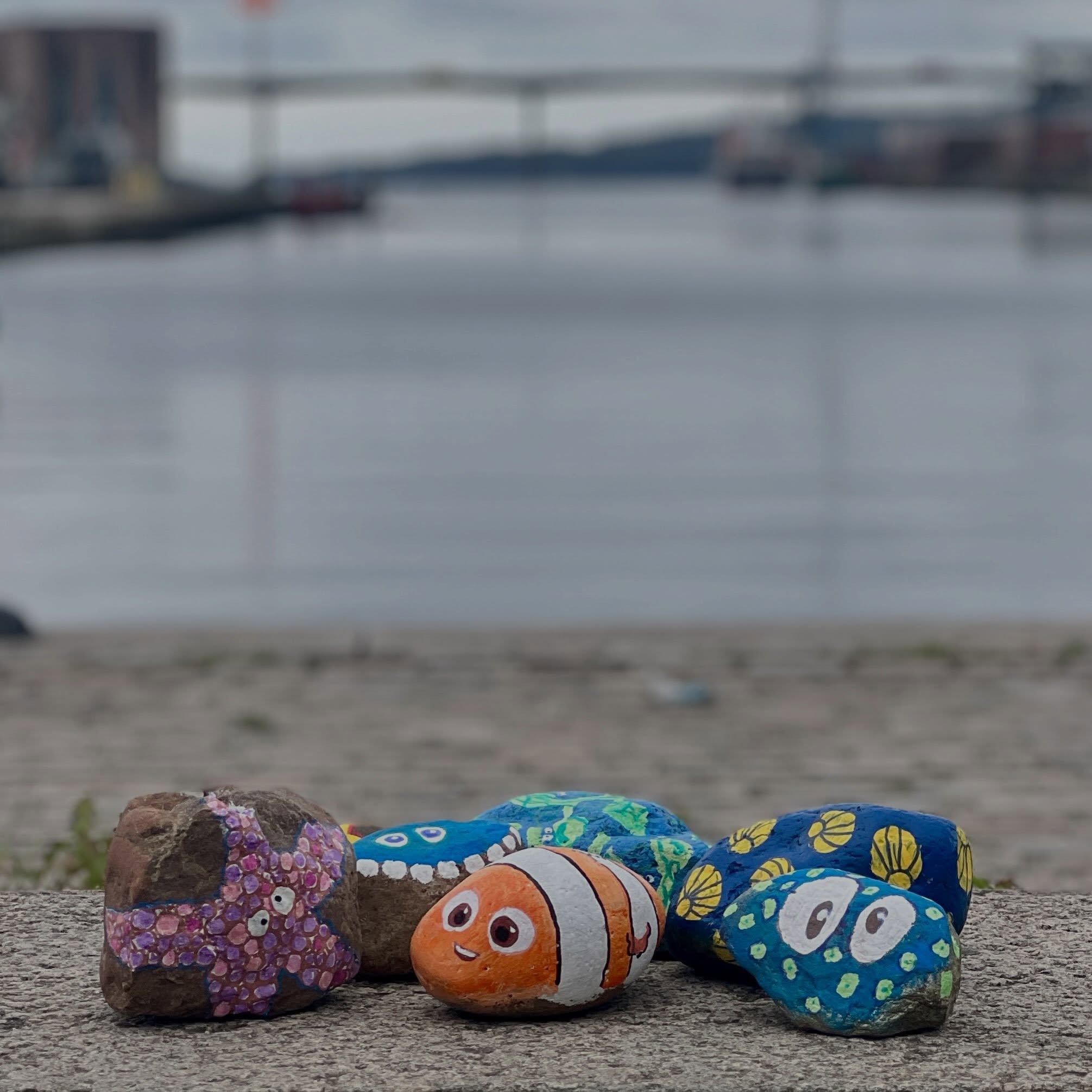 På søndag er der åben havn i Vejle i anledning af havnens 200 års jubilæum. Og vi er med:) Kom og mal skønne, skøre, skæve fjord-fantasi-væsener til vores stenrev på land! Både voksne og børn er velkommen. Kunstkompas er klar med sten og maling, gejst og godt humør! #kunstkompas @vejlefjordhave #vejle #vejlefjord #vejlehavn