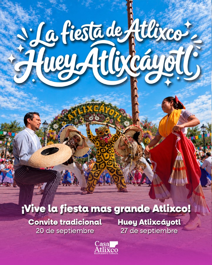 ¡La tradición, el color y la alegría de Atlixco están por sentirse más fuerte que nunca! 🌺🎉
Vive de cerca una de las celebraciones más representativas de nuestro Pueblo Mágico y déjate envolver por la música, las danzas y nuestras raíces. ❤️💃
📍 Convite tradicional — 20 de septiembre
📍 Huey Atlixcáyotl — 27 de septiembre
En Casa Atlixco celebramos contigo la fiesta más grande de Atlixco. ✨
.
.
.
.
#CasaAtlixco #HueyAtlixcayotl #Atlixco #Tradiciones #Puebla #ViveAtlixco