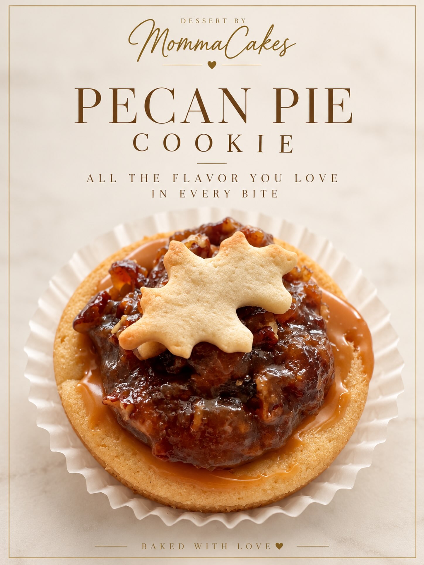 🥧✨ SAY HELLO TO THE NEWEST SWEETHEART IN THE CASE! ✨🥧
Our NEW Pecan Pie Cookie has arrived! 🍂🤎
Buttery, gooey, loaded with pecans and caramelized pecan-pie goodness, all baked into one seriously decadent cookie. 😍
Pecan pie lovers… this one has your name on it. 🥰
#DessertByMommaCakes #PecanPieCookie #FallFlavors #FreshBaked #FairfieldTX