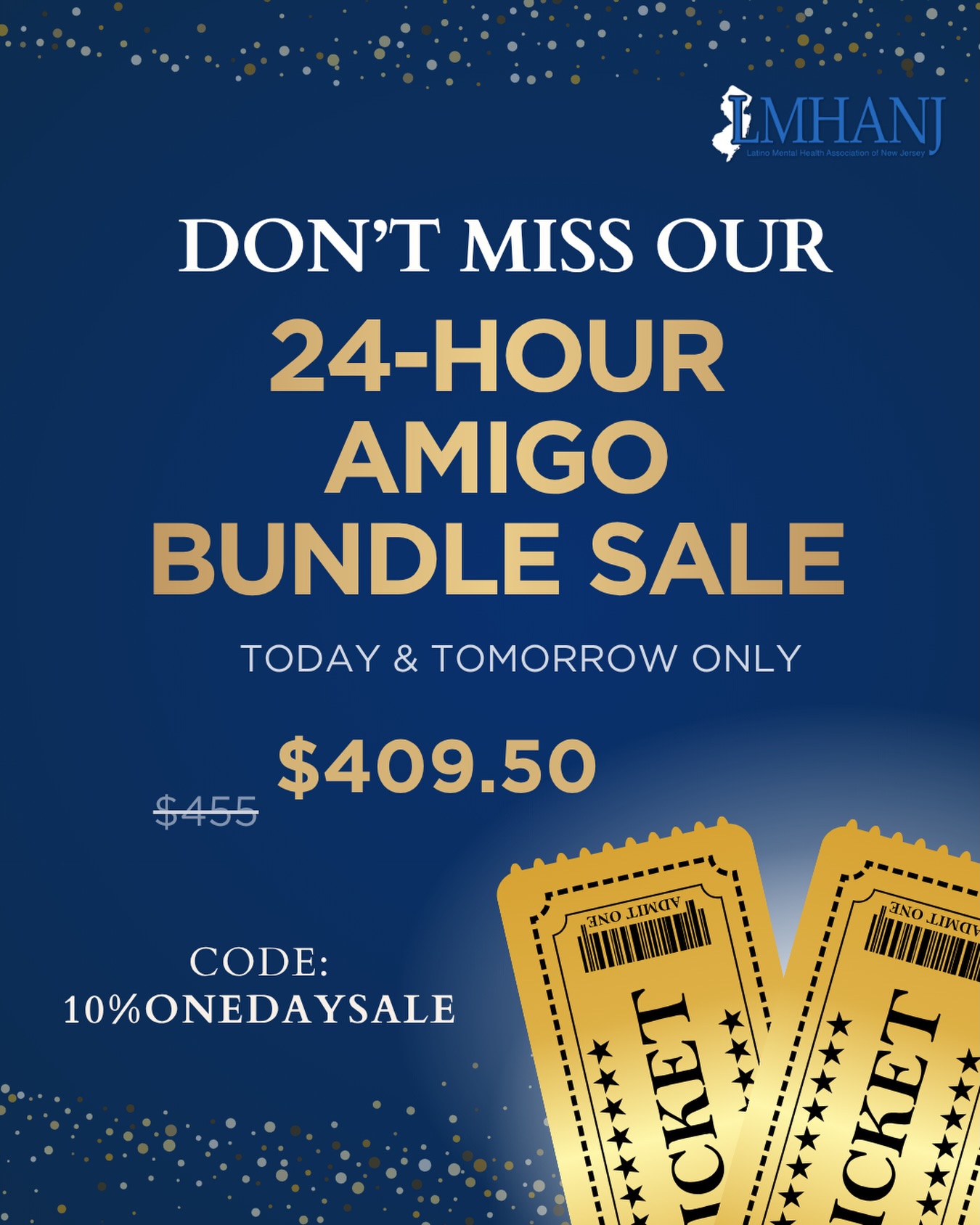 A gala is better with an amig@
And for the next 24 hours, our amigo bundle will be on sale!!
In honor of Hispanic Heritage Month, we’re celebrating the people, cultura, and comunidad that continue to shape our work and the future we’re building together.
The LMHANJ 2026 Celebrate & Elevate Gala is more than a night out. It’s a chance to connect, celebrate our comunidad, recognize the work we’ve been doing, and make space for what’s next.
So… who’s getting the invite? 👀
TODAY + TOMORROW ONLY:
🎟️ 10% OFF the Amigo Bundle
📅 September 24–25
⏰ 24 hours only
Bring your work bestie. Your mentor. Your ride-or-die. The person who’s been in your corner. Your amigo who deserves a night of celebración, too.
Two tickets. One table. Plenty to celebrate.
Don’t overthink it, tag your amigo and make the plan 💙
#lmhanj #lmhanj2026gala #amigobundle #latinxmentalhealth
