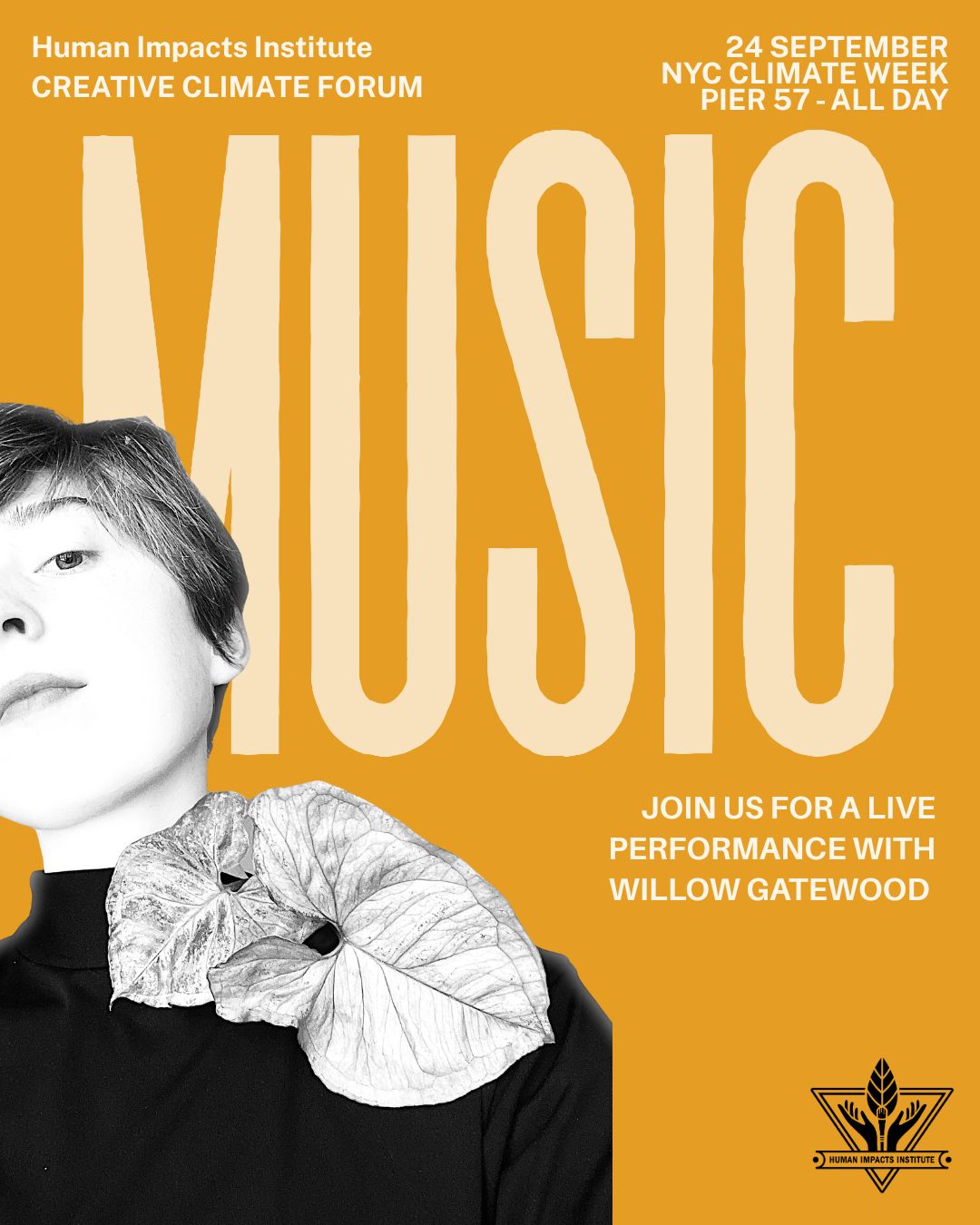 🎊 Join us tomorrow for the Creative Climate Forum! Happening all day from 9AM-8PM. Come connect with like-minded individuals tackling climate change through interdisciplinary approaches, from climate storytelling to combating disinformation, and building a regenerative future for generations to come.
🎶 Special musical performances:
- Stay for an Interspecies mediation with environmental scientist and sound artist Willow Gatewood - Reflect in community on the more-than-human world and our part in it as artist-scientist Willow Gatewood leads us on a journey with her fellow musicians - plants. @willowg_music
- Enjoy a live performance with NYC-based artist Margo Flow. Her music blends folk, pop, and acoustic sounds to explore inner emotions, inspire hope, and celebrate our connection to the natural world. @margoflow
- Join us for our Climate Happy Hour and listen to an amazing set from Eric Terena, an indigenous artist from the Pantanal of Mato Grosso do Sul of Brasil, who is at the forefront of a musical revolution that blends ancestral sounds with modern electronic elements. @ericterena
🔗 Register For This Event (Free): Link in bio
📍 Pier 57, NYC
📅 Thursday, Sept 24 | 9AM-8PM
🎟️ Free + open to everyone
#CreativeClimateForum #ClimateMusic #HumanImpactsInstitute #EnvironmentalArt #ClimateStorytelling