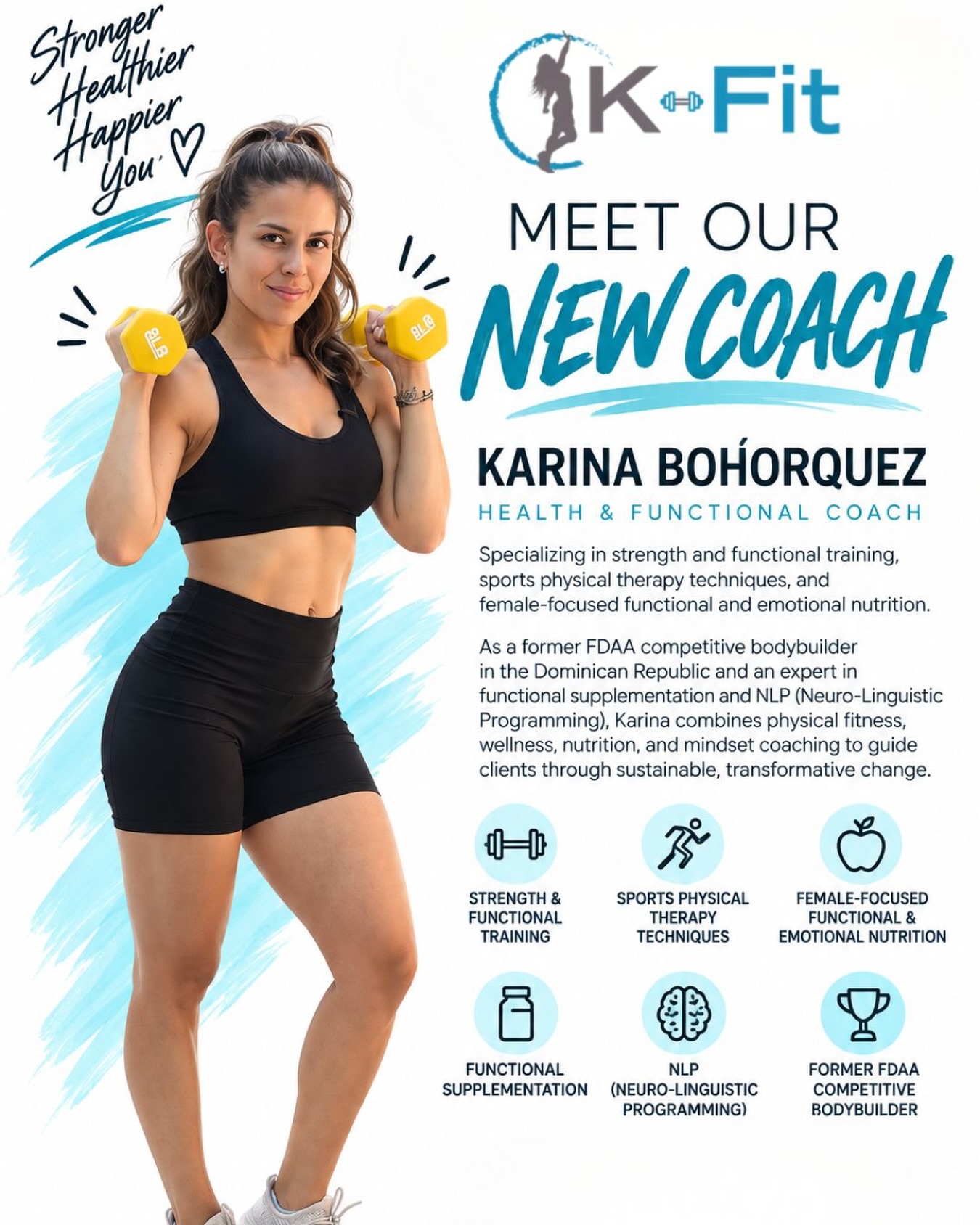 Welcome to K-Fit, Coach @kari.bohorquezb ! 🩵💪
And yes—¡habla español! 🇻🇪✨
We’re so excited to have her on the K-Fit team!
