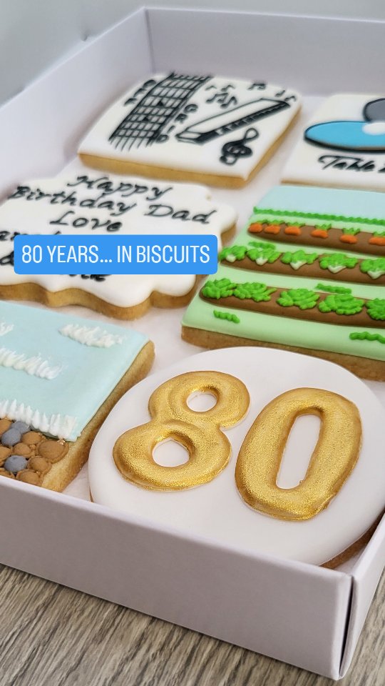 THE MOST PERSONAL BISCUITS EVER 👀
A dad who does everything and shows no sign of slowing down… so what better way to celebrate than turning all the things he loves into biscuits? 🥰
From hobbies and favourite places to little details that make him him. Every biscuit had a story behind it. 🤎
#personalisedbiscuits #customcookies #birthdaybiscuits #icedbiscuits #80thbirthday