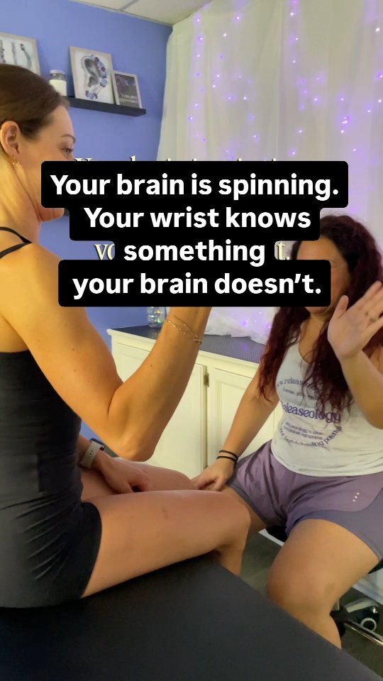 SAVE this for your next high-tab-brain day.
Slowly draw figure 8s with your wrist for 20–30 seconds.
Keep the movement smooth.
Then stop.
Notice what changed.
You’re giving your brain movement + position information to process instead of simply demanding that it “STOP THINKING.”
And remember: if you feel nothing, that doesn't mean you did it wrong.
Different brains and bodies respond differently.
That's why I test and reassess instead of assuming every exercise works for everyone.
I am Sara Becker, neuro physical therapist. I help medically dismissed adults understand and ease their symptoms through the lens of neurology.
SAVE this so you can test it the next time your brain has 37 tabs open.