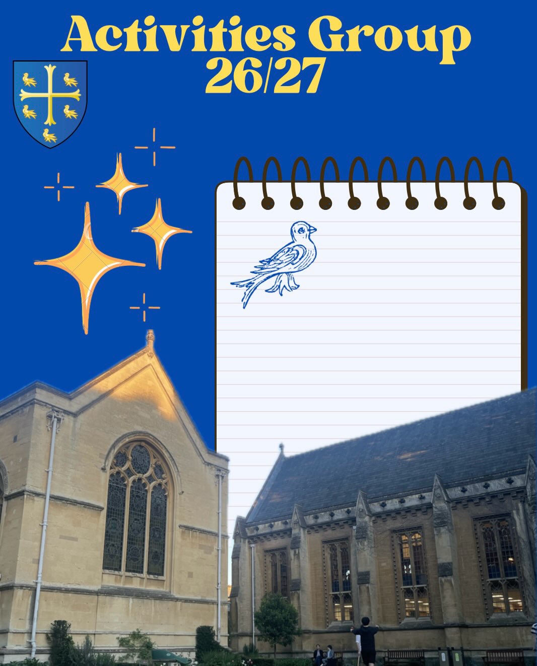And finally, the activities group! For more info on these roles and how to get in touch with people please check the JCR guide linked in our bio🤩