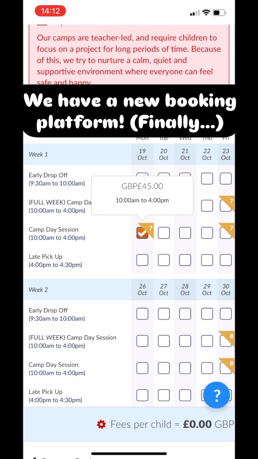 We finally have our new booking platform for camps up and running (after school/ lunch clubs are not changing). We have been looking for a solution for ages, with so many camp booking platforms out there, each with their own problems and quirks, we think we’ve got one that does everything we want it to do.
Why did it take us so long? These platforms are super expensive! They charge monthly fees and then take up to 6% of each sale you make. We used the Wix platform up until now because we wanted to invest in kit and start up fees, rather than give to 3rd parties. Well, we have pretty much all the kit we want/need for the time being, so it’s time to invest in software for growth.
So if you have already booked a place, you may end up being asked for some additional information! Sorry about that.
We really hope it makes booking flexi days easier, and if it doesn’t, please drop us an email!! #younginnovatorsclub #codingforkids #futureinnovators #codingclubs #engineeringcamps