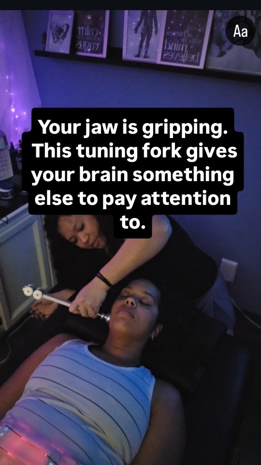 Your jaw keeps clenching even though you're literally telling yourself to relax.
That's why I don't only think about the muscle.
Here I'm using vibration as sensory input and paying attention to what changes afterward.
The important part:
Don't assume it worked.
Reassess a movement.
Did your jaw soften?
Did something else change?
Nothing?
Your response gives us information.
I am Sara Becker, neuro physical therapist. I help medically dismissed adults understand and ease their symptoms through the lens of neurology.
SAVE this if you're a jaw clencher.