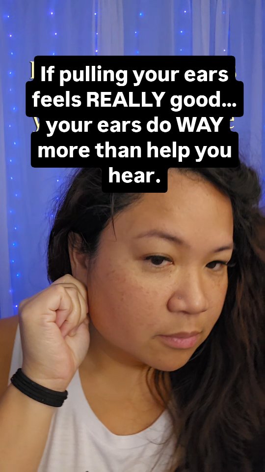 If pulling, rubbing or playing with your ears weirdly feels REALLY good…there may be a reason you keep doing it. 👂
Your ears do way more than help you hear.
Your inner ear provides your brain with important information about movement, balance and where your head is in space.
But here's the part I want you to pay attention to:
Try the ear pull I'm doing in this video.
Slowly. Don't yank on it.
Then stop and notice.
Did anything change?
Your breathing?
Your muscle tension?
How you feel sitting there?
Maybe absolutely nothing?
That response is what I'm interested in.
I don't believe every nervous system exercise works for every brain + body.
I want you to learn how to test → notice → reassess so you can start figuring out which inputs YOUR system actually responds to.
That's the kind of weird brain + body connection I teach here.
I'm Sara Becker, neuro physical therapist, and I help medically dismissed adults understand and ease their symptoms through the lens of neurology.
Follow @Releaseology if you want to understand more of the things your body does that nobody ever explained to you.
