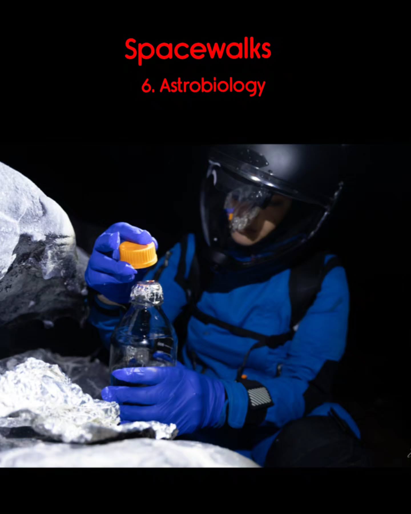 Performing astrobiology research in a spacesuit is one of the hardest things I've ever had to do during a spacewalk. The helmet, backpack (containing our life support systems) and the thick gloves make it challenging to do very precise and contamination-sensitive work.
I always carry spare sampling materials, gloves and other necessary equipment, as I've had to start over a few times when I accidentally touched a sensitive specimen with part of my spacesuit, or my sterile gloves ripped under pressure.
While it's difficult (and frankly quite annoying at times 😅), it's very important that we test all these types of equipment problems during simulated space missions, in order to avoid potentially damaging valuable samples we will want to collect on Mars one day.
#spacemission #space #astrobiology #womeninstem #WomanFromMars