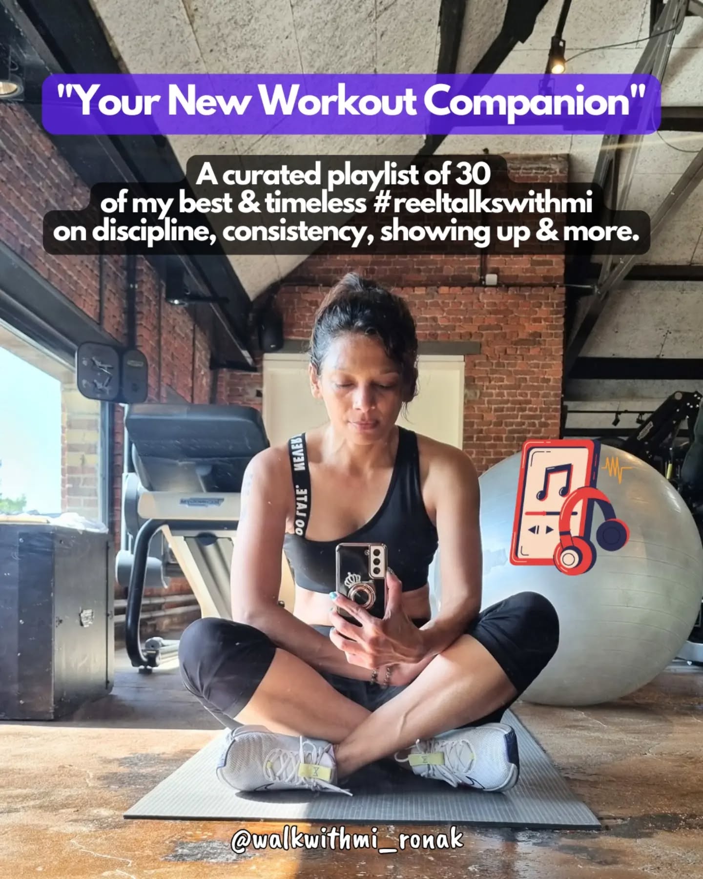"Your New Workout Companion" Playlist - I love how this has shaped up. 💯
And I love it even more, how this came about after three 'rejections', so to speak. 🤐
While I won't go into the details of it all, one thing is for sure - If you believe in your crazy ideas just enough, you will find a way to make it come alive.✌🏼🍀💡
I thought I needed 'collabs' to bring this alive & into the world.
Well Thank God, I was wrong. 🤩
The idea was strong enough, & fortunately so am I.
I have created more than 175 #reeltalkswithmi just on my post workout reflections & perspectives in these past four years.
(Not all are available freely on social media)
So curating a playlist of just 30 was a tough job. 🥲
But trust Mi, this one is a keeper -
* Listen & or watch at the same time while walking, or on the treadmill, cycling, ellipticals, or just plain old strength training....🎧
* You don't need to coordinate with your gym buddy each time, all you need is your willingness to go irrespective.
* It's a unique combo - that will train not only your body but your mind, your #self 💯👊🏼
📍One time purchase, unlimited access.
🌐 How to access:
* Visit www.walkwithmi-ronak.com
* Go to 'Choose Your Boomerang' 🪃
* Select "Your New Workout Companion" & follow the simple instructions!
🎥 @walkwithmi_ronak 👣
🛒 @miandu.inspired ✨
.
.
.
#yournewworkoutcompanion
#FitnessInspiration
{Video Playlist, Solo Workouts, Personal Growth, Self Transformation, Consistency, Self Discipline, Delayed Gratification, Show up, Self Inspired , Goals, Healthy Lifestyle, Antwerp Indian Vlogger}