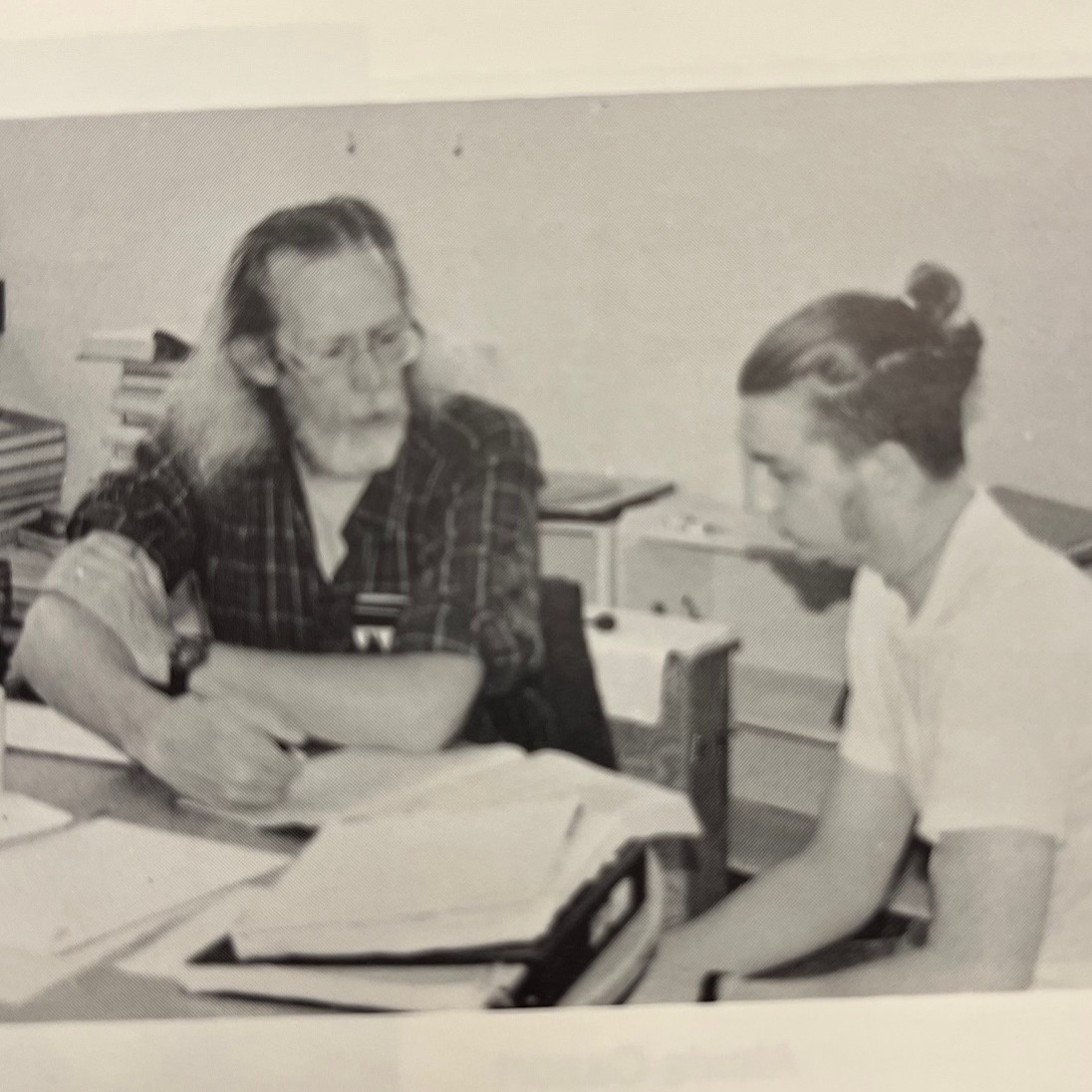 We were sad to hear that Steve Shackelford, an Upper School guide who worked with us in the 90s, passed away last week. I talked to several staff members who remember Steve, and they all said the same thing: Steve was a passionate teacher. He was calm, easy going, positive, and had a great rapport with the students. As a hands-on guide, he engaged academically, emotionally, and authentically and was, as Brenda said, “never afraid to break through a ceiling with a child.”
Our English and Humanities Guide said she’ll never forget Steve’s idea for “our cross curriculum assignment where students wrote poetry about math.”
Our now-retired Admissions Counselor said that he “washed his old truck every weekend because he knew if he did, it would last longer. That’s how he approached life: he did what was best and fun.”
More than one staff member said they could picture him clearly, “one quizzical eyebrow raised, holding his ever-present coffee cup with his elbow pointed out at a right-angle.” (It's in our yearbook, in the Upper School class photo from 1997.)
We’re thinking of Steve’s family, Sandy and Amelia, during this difficult time. Know that Steve is very fondly remembered at Counterpane.