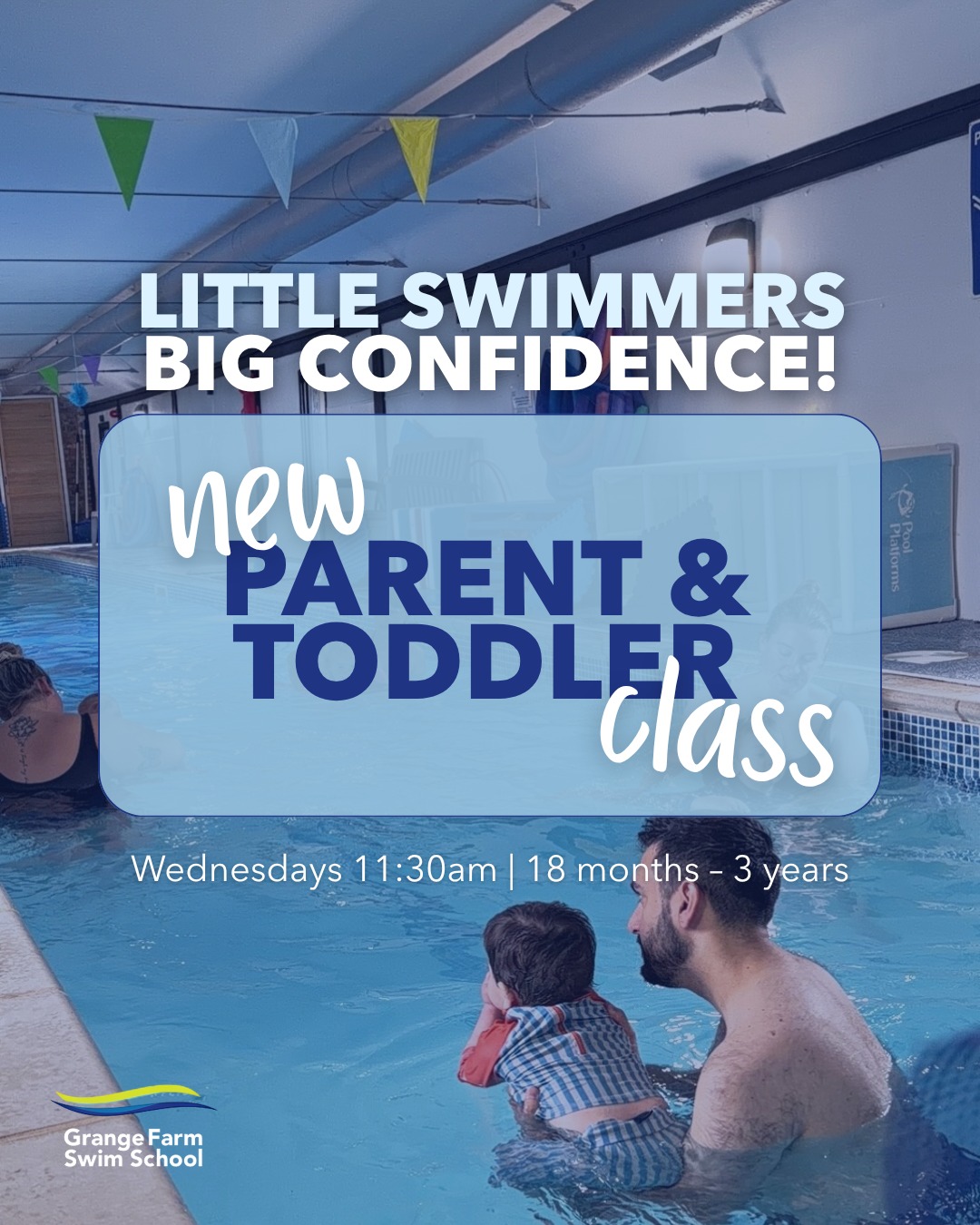 NEW PARENT & TODDLER CLASS: WEDNESDAYS AT 11:30AM!🐳
Do you have a little one aged 18 months to 3 years who loves splashing, exploring and having fun in the water?
We're excited to introduce a new Parent & Toddler swimming class at Grange Farm Swim School, and we're looking for more little swimmers to join us! 💙
Our structured and varied lessons are designed to help toddlers build water confidence, develop swimming skills and enjoy learning through play, all with an adult carer in the water.
These fun, engaging weekly lessons are a wonderful introduction to swimming with quality time together for less than £10 per week!
With our after-school beginner classes busier than ever, we're excited to create more opportunities for our younger swimmers to get started on their swimming journey.
- Wednesdays at 11:30am
- Ages 18 months – 3 years
- Adult carer required in the water
If you've been thinking about starting swimming lessons with your toddler, this could be the perfect time!
Get in touch or visit our website to book your place. We'd love to welcome you and your little one to the pool! 🥰
Know another parent who might be interested? Tag them below or share this post! 👇
#GrangeFarmSwimSchool #ParentAndToddler #ToddlerSwimming #BabySwimming #SwimmingLessons #WaterConfidence