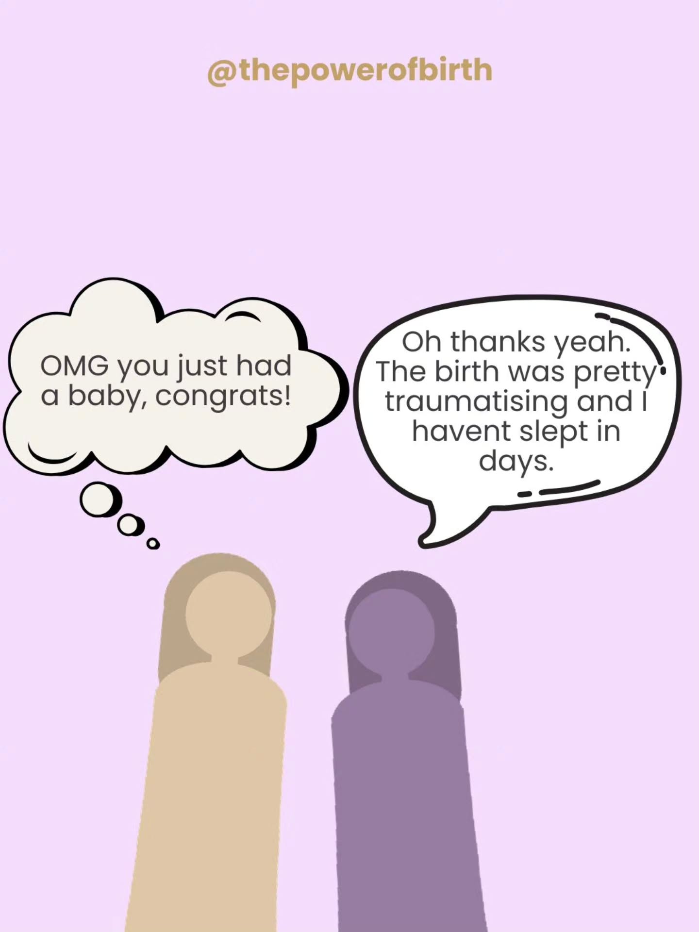 This conversation is all too familiar.
Let this be a reminder of what NOT to say when someone shares their struggles.
A healthy baby is the bare minimum. You matter too.
#motherhood #ThePowerofBirth #allthatmattersisahealthybaby #birthtrauma #PerinatalMentalHealth