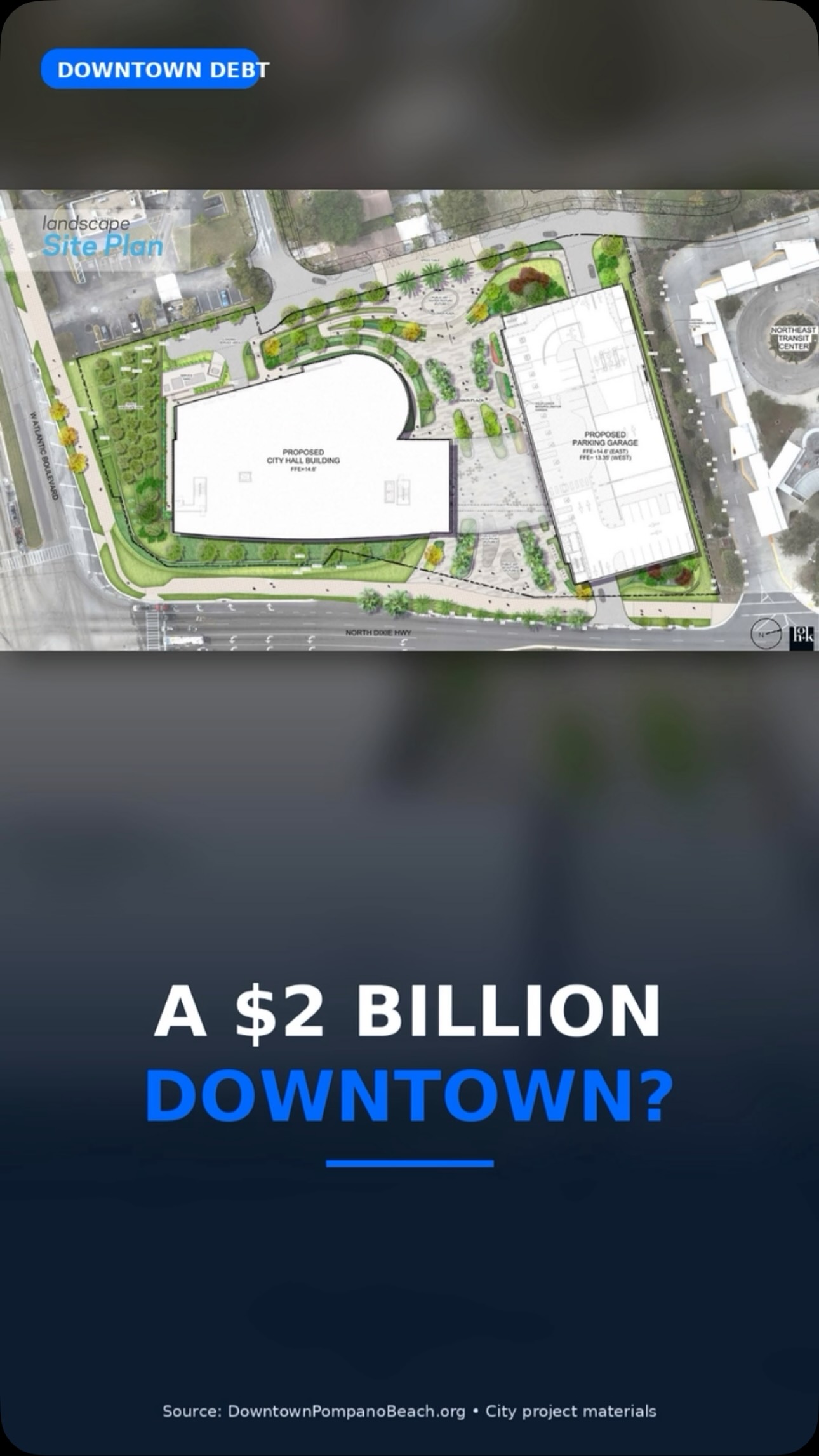 At last week’s Chamber debate, my opponent described the new downtown as “incredible” and talked about transforming Pompano.
I love Pompano. My priority is taking care of the city we already call home, not transforming us into something else.
A new Downtown and City Hall may look impressive in renderings. But before committing taxpayers to decades of debt, we need a real plan for paying it back if the projected development doesn’t materialize.
Hope is not a financial plan. Renderings are not reality.
Look at The Pomp. Its announced vision included offices and hotels that have not materialized yet. Announcing a vision doesn’t guarantee construction or future tax revenue. With the new downtown, taxpayers are being asked to shoulder development risk and market uncertainty.
That means you. 🫵
The consultants and administrators promoting these obligations don’t live here. They can move on. Our community will still have the bill.
With state proposals threatening substantial changes to property-tax revenue, we need financial flexibility. Decades of obligations dependent on uncertain returns put that flexibility at risk.
Let the private sector take development risk. Local government should focus on reliable services, infrastructure, and common sense policies that help residents and businesses succeed.
Taxpayer protection is not optional. And, saying NO to a bad deal is responsible policymaking.
You deserve to understand the risk your city is signing you up for.