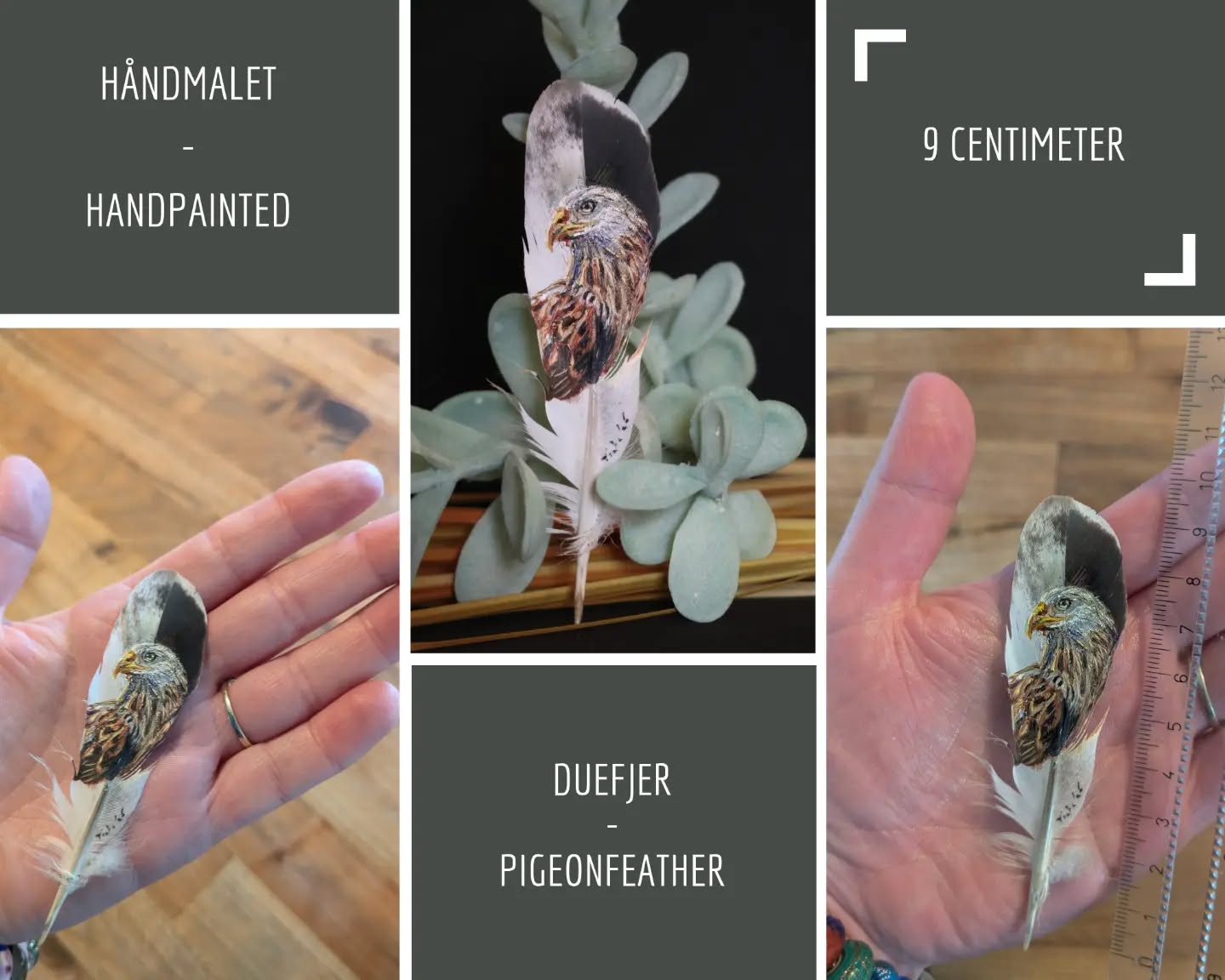 Swipe!
🇩🇰 Jeg er så småt ved at få styr på at male fjer. Denne lille duefjer på 9 centimeter er også færdig!
🇬🇧 I’m getting the hang of painting feathers. This tiny pigeon feather—just 9 centimeters long—is finished too!
#featherart #pigeon #due #håndmalet