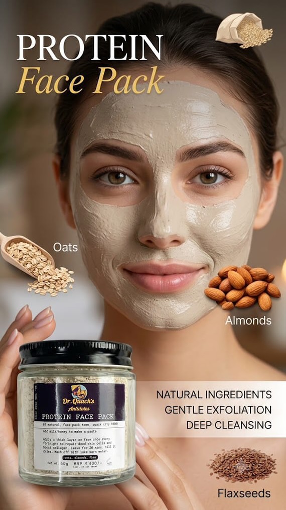 A little luxury for your skin ✨
Dr. Quack’s Antidotes Protein Pack blends the goodness of oats, almond & flaxseed flour into a nourishing ritual that leaves skin feeling deeply moisturised, soft and smooth — while gently helping lift away blackheads and whiteheads.
Mix. Apply. Massage. Reveal your glow. 🤍
#DrQuacksAntidotes #ProteinPack #SkincareRitual #LuxurySkincare #NaturalSkincare FacePack GlowingSkin DeeplyMoisturised BlackheadCare WhiteheadCare SkincareRoutine SelfCareRitual SkinNutrition HealthyLookingSkin GlowRitual