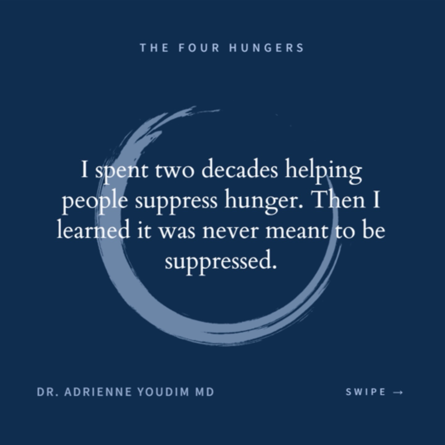 For twenty years my job as a weight loss physician was to suppress hunger.
What I learned through thousands of patient encounters is that hunger was never meant to be suppressed.
When we consistently set aside our own needs for someone or something else, no matter how noble the person or cause, that is self neglect and that neglect shows up as hunger.
There are four 🤍 Physical: sleep, rest, movement, nourishing food 🤍 Emotional: to be seen, heard, validated 🤍Relational: genuine intimate connection 🤍 Spiritual: purpose and meaning.
These hungers are an intelligent signal, your body’s way of asking for an unmet need to be met.
Save this for the days you need a reminder and follow along 💫
#mindbody
#obesitymedicine
#hiddenhunger