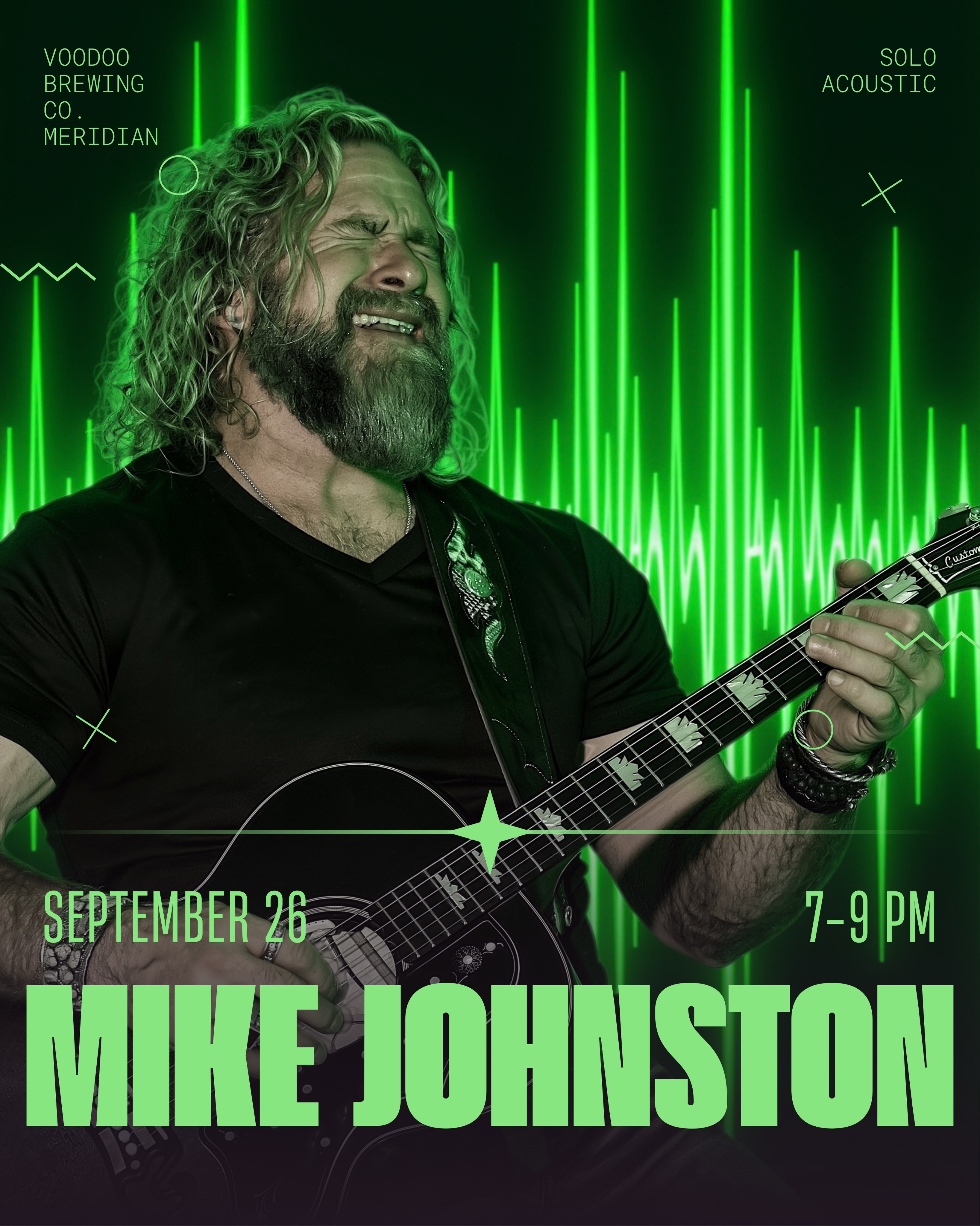 Voodoo! Yes. I love playing @voodoomeridian. The staff is wonderful and the service is top tier. Come on out this Saturday and have a little fun with me in Downtown Meridian. #mikejohnstonband #originalmusic