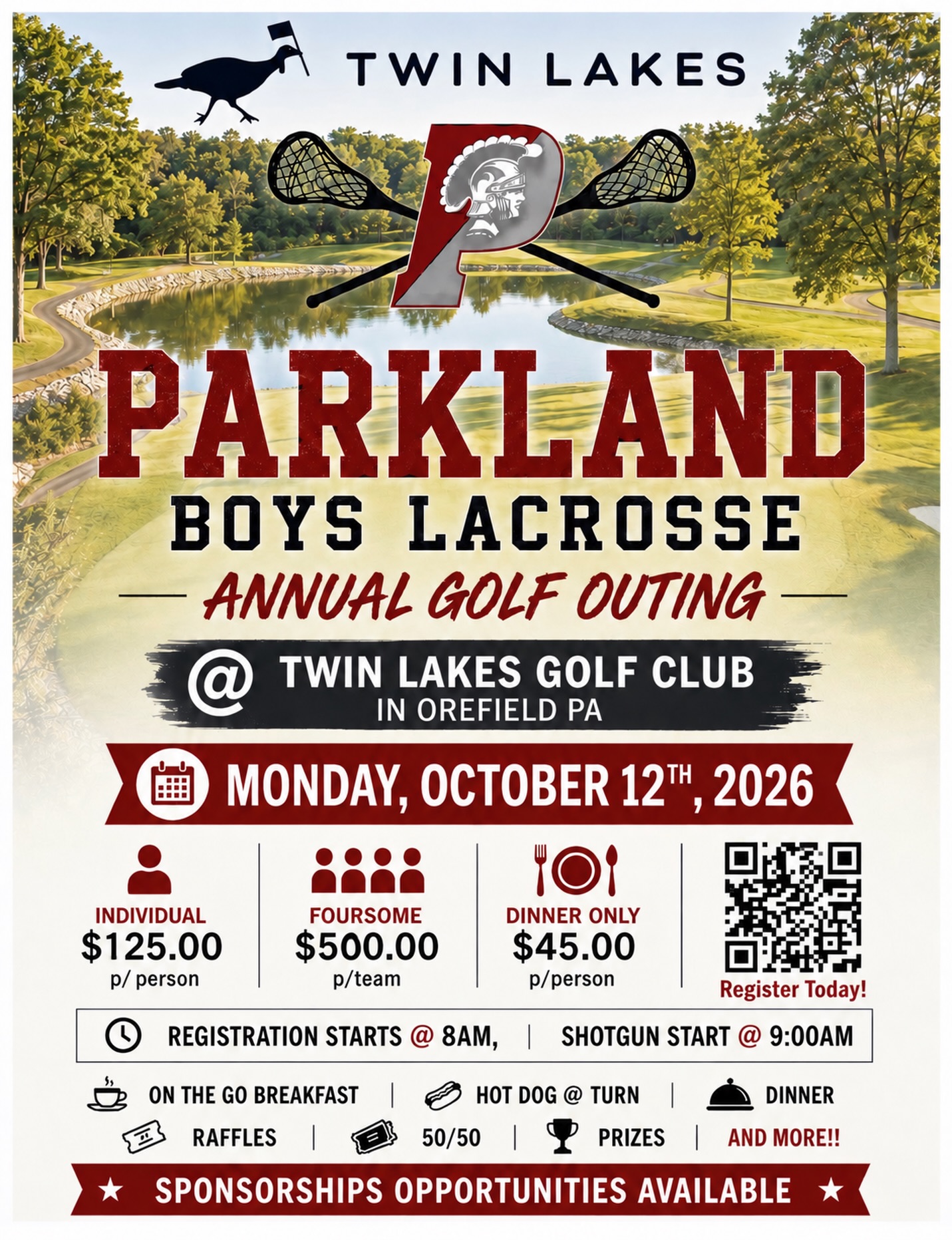 Calling all Golfers! Come out for a fun day of Golf and Prizes and support Parkland Boys Lacrosse. Register today! Link in bio!