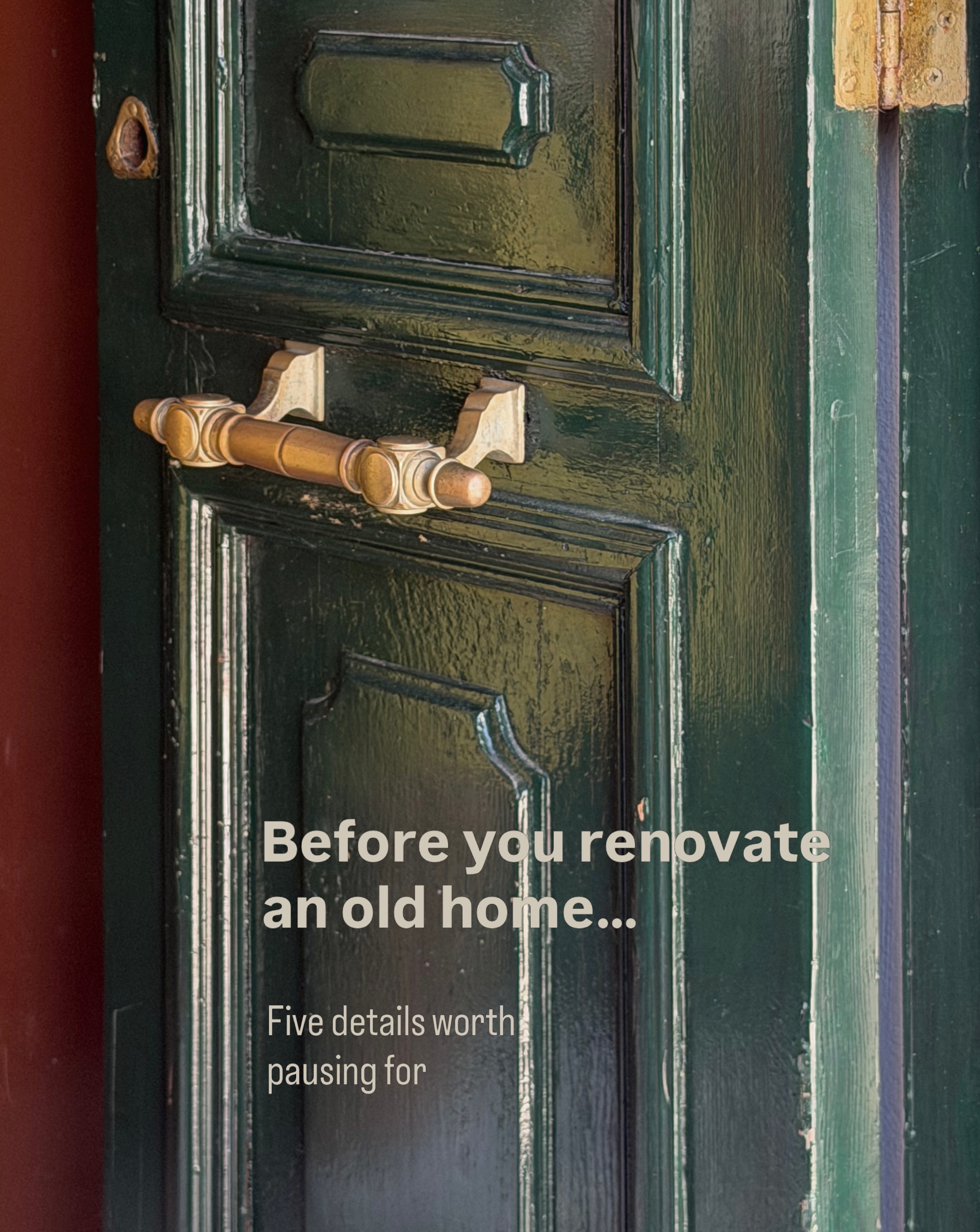 Old homes rarely shout about what makes them special. More often, their character lives in the quieter details like a worn floorboard, an old latch, the proportions of a fireplace or plaster work that has survived for generations.
These features can easily be dismissed as inconvenient, imperfect or even unfashionable, but once removed, the history and craftsmanship cannot truly be replaced.
Renovation doesn’t need to mean erasure. By beginning with curiosity, we can repair, adapt and create homes that support modern life without losing the character that made them worth loving in the first place.
Which original feature would you always fight to keep? For me it’s always plasterwork, joinery and hardware.
Save this before beginning an old house renovation or share it with someone who is about to embark on one.
#HeritageInteriors #PeriodProperty #OldHouseRenovation #originalfeatures #gradedinteriors