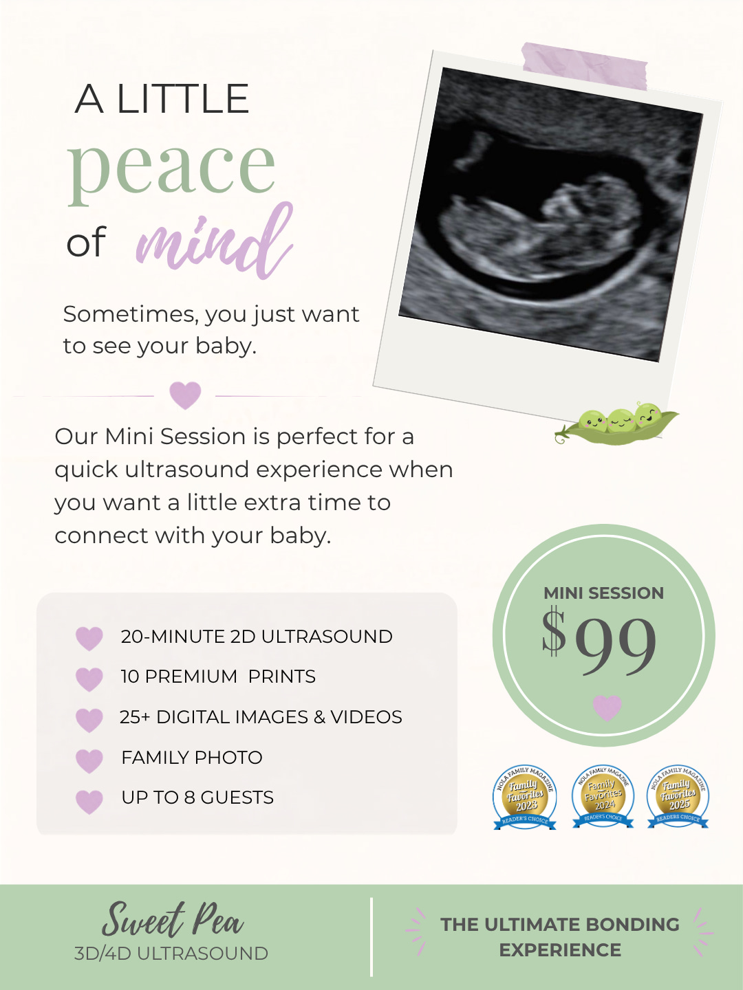 Sometimes, you just want to see your baby. 🤍
Our Sweet Pea Mini Session is a 20-minute 2D ultrasound experience designed for moms who want a little extra time to connect with baby and capture this special stage of pregnancy.
✨ 20-minute 2D ultrasound
✨ 10 premium B&W prints
✨ 25+ digital images & short videos
✨ Family photo + preg-o-meter
✨ Up to 8 guests
Available for moms 8–25 weeks and 36–42 weeks.
📍 Sweet Pea 3D/4D Ultrasound | Metairie, Louisiana
Ready to see your baby? Book your Mini Session at www.sweetpea3d4dultrasound.com 💕
#2DUltrasound #MetairieMoms #NewOrleansMoms