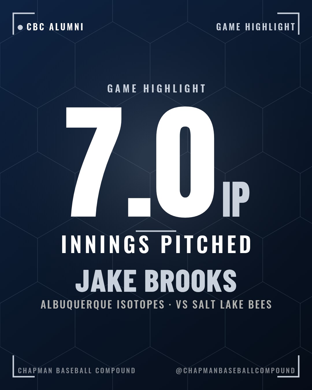 @jakepbrooks went seven strong against Salt Lake Saturday night, scattering five hits and giving up just one earned run while punching out seven for the Isotopes. Deep into the game and in control, earning the win in Triple-A. Incredible way to finish the season in AAA, great work Brooks!
#cbcmob #milb #isotopes #pitching