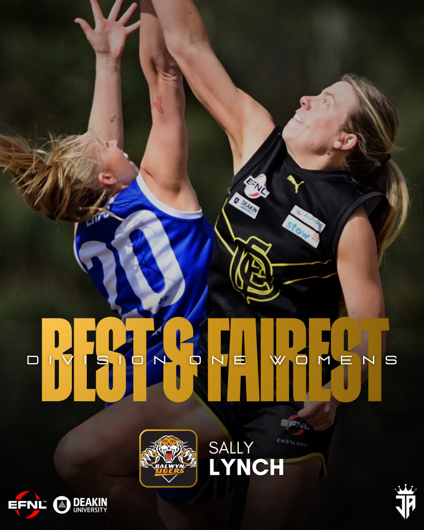 @deakinuniversity | Division 1 Senior Women’s Football Best & Fairest 🏉
Congratulations to @balwynfc’s Sally Lynch on winning the 2026 Division 1 Senior Women’s Football Best & Fairest! 👏