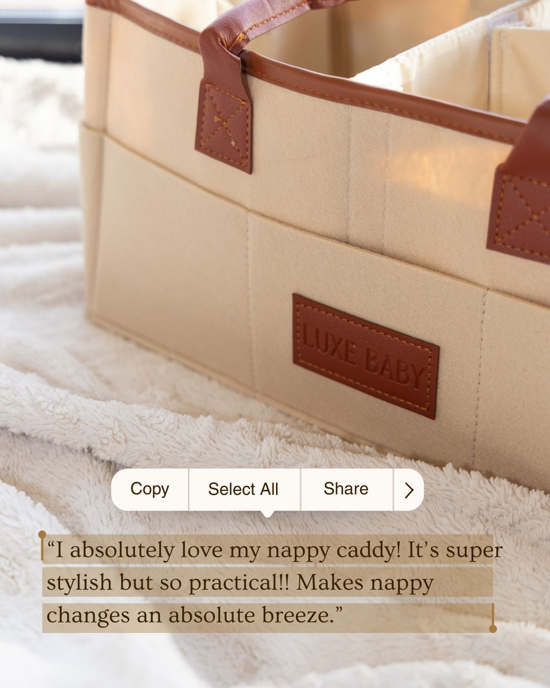 "I absolutely love my nappy caddy! It's super stylish but so practical!! Makes nappy changes an absolute breeze. The compartments are perfect for organising all my baby essentials, and the quality is excellent. It's definitely a must-have for any parent!" - Courtney
Real feedback from a real parent using it every day. Stylish enough to leave out, practical enough to actually rely on.
#LuxeBaby #NZMum #NewZealand #NappyBag