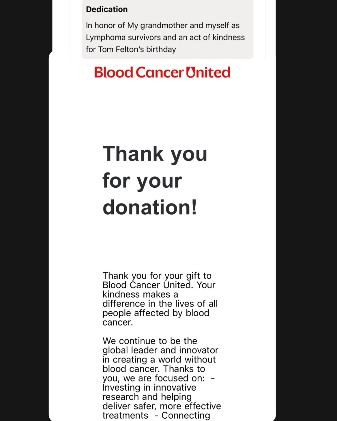 I’ve donated before to @bloodcancerunited, but I wanted to donate again today as an act of kindness gift for @t22felton’s birthday.
I love that @official_feltbeats is inspiring fellow Tom Felton fans to make acts of kindness in any way they can as a way to give back all that @t22felton does as an actor and supporting others near and far around the world. I believe my donation can be perfect act of kindness that goes beyond today to help make a difference.
Tom Felton’s birthday lands between two important months that make an impact in my life. As a Lymphoma / Blood Cancer survivor, September is important because it’s Blood Cancer Awareness Month.
As a Latina, and mi abeula too, supporting mi comunidad impacted by cancer matters to me too. Tom’s birthday lands during Latine & Hispanic Heritage Month. I know that Tom has supported mi comunidad too in different ways, including wearing recently a Frida Kahlo inspired shirt.
Blood Cancer United is an incredible organization that helps bring forward the latest cancer research to support the latest treatments and care for cancer patients. They also provide so many resources for patients, survivors, caregivers, and others impacted by Blood Cancers, like Lymphoma.
I’m thankful for all the resources they have provided to me since 2022, when I was diagnosed with Diffuse Large B-Cell Lymphoma, through my treatments, recovery, and years after in remission. I hope you will donate what you can today to make a lifetime difference in people’s lives. Happy Birthday, Tom! P.S. I hope you don’t mind the Gryffindor colors as they bring awareness for all Blood Cancers. But Slytherin green works perfectly for Lymphoma awareness! 💚✨🐍