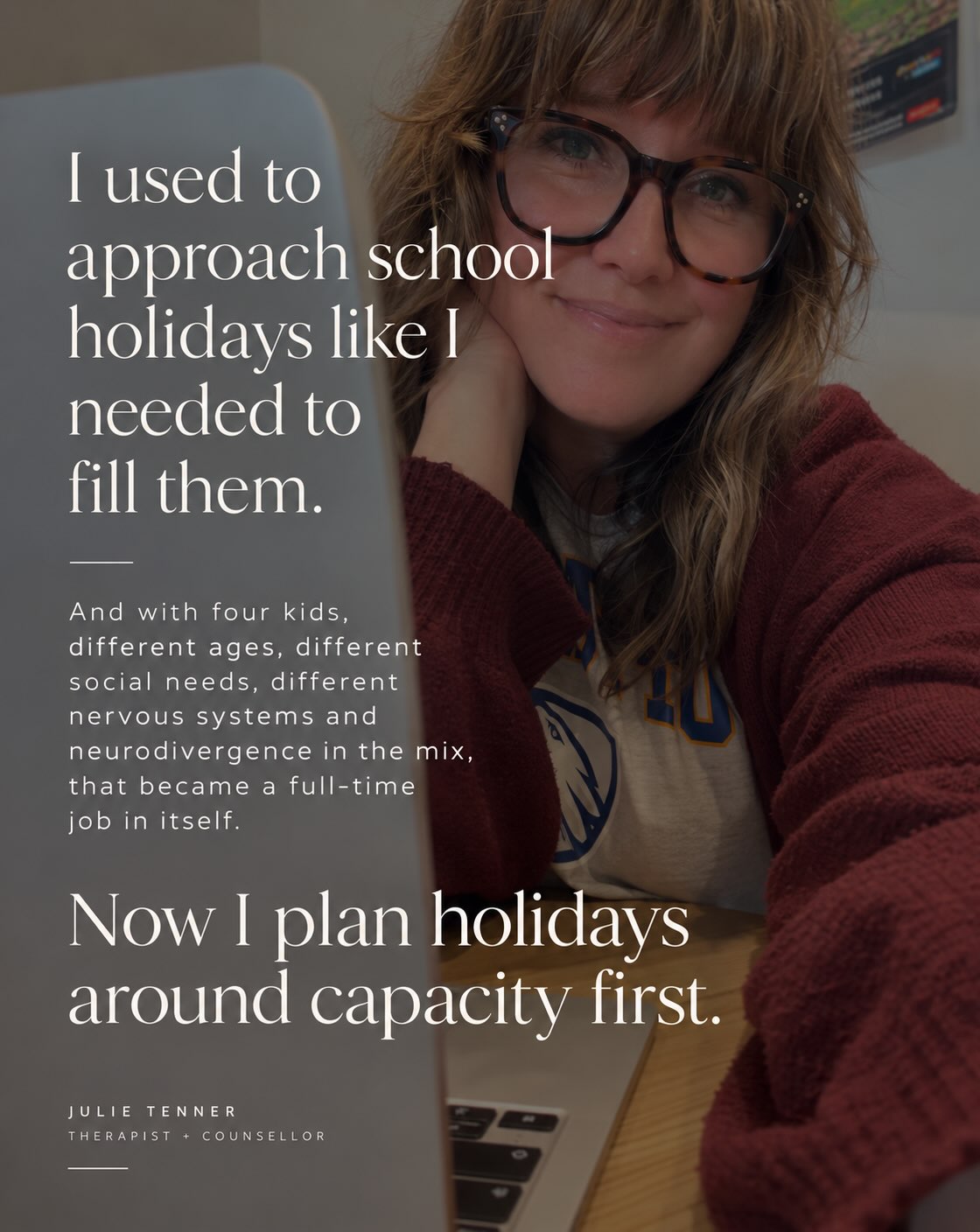 I used to approach school holidays like I needed to fill them.
Activities. Outings. Catch-ups. Things to look forward to. Things that would keep everyone happy.
And with four kids, different ages, different social needs, different nervous systems and neurodivergence in the mix, that became a full-time job in itself.
Now I plan holidays around capacity first.
I look at what I need to work.
What each child actually needs.
Who needs social time and who needs recovery time.
Which days need an activity and which days need absolutely nothing.
And I deliberately leave space.
Because a successful school holiday isn’t one where I kept everyone entertained. It’s one where we get to the end without me completely depleted.
#SchoolHolidaySurvival #SchoolHolidayIdeas #WorkingMums #ParentingWithoutBurnout #sharingtheload