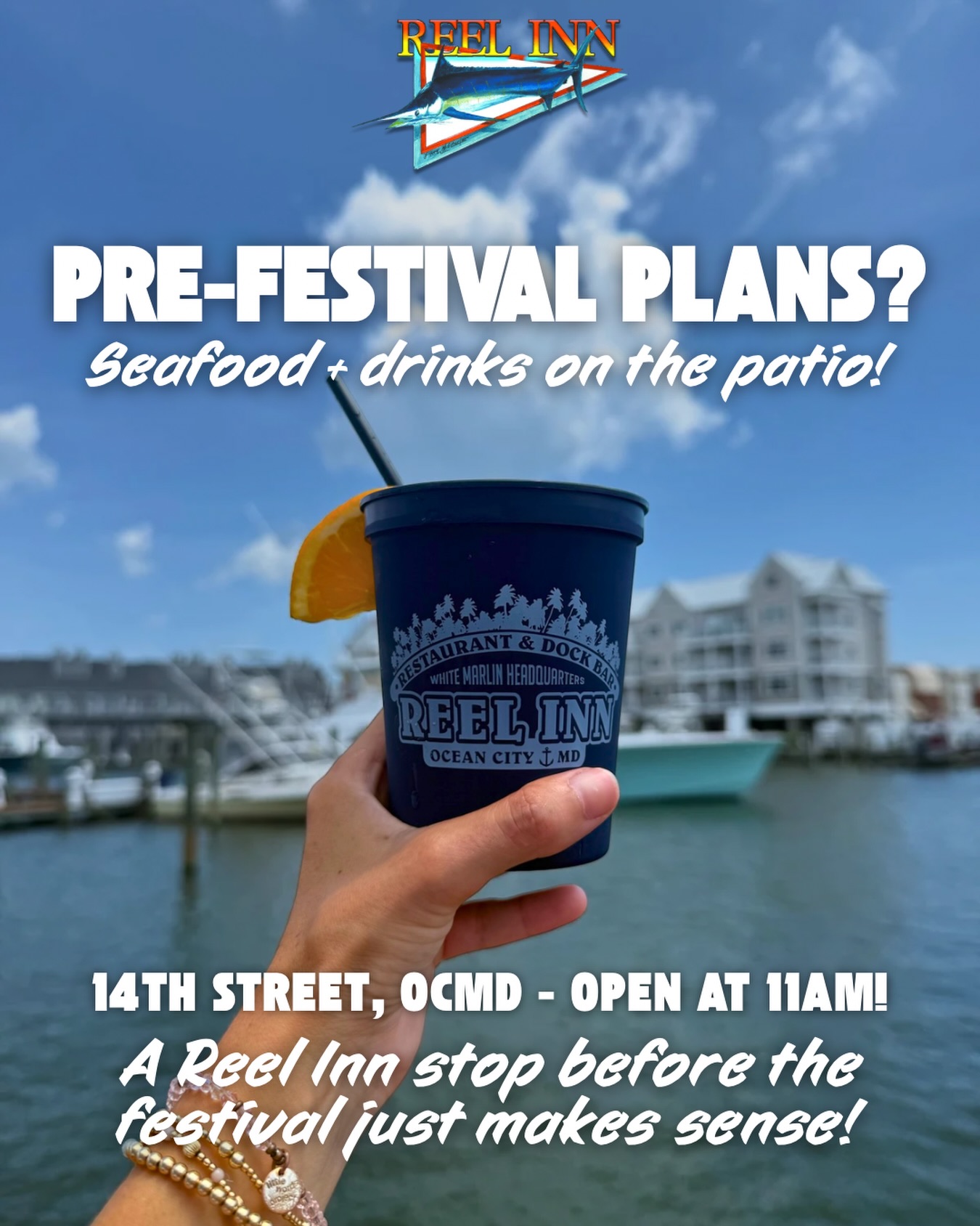In search of pre-festival plans? We’ve got you covered! 🎶🍻
The Reel Inn is the perfect stop on your way down to Oceans Calling this weekend. Grab some festival fuel, a cold drink and your seafood favorites before heading to the festival!
Open at 3PM Thursday + 11AM all weekend long. We’re just a short trip from the festival grounds, so make us part of your Oceans Calling plans! 🌊🎸
📍419 14th St Unit 66, Ocean City, Maryland