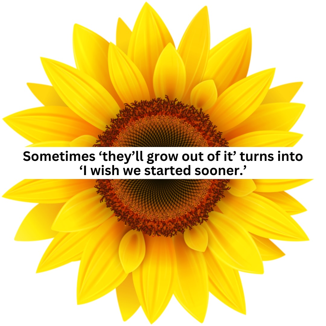 Sometimes “they’ll grow out of it” turns into “I wish we started sooner.” 💛
If something feels off, whether it’s speech, language, fine motor skills, sensory needs, feeding, play, or everyday independence, it’s okay to ask questions.
Early support can make such a big difference, and you don’t have to wait until concerns become bigger to reach out. ☀️
At Pediatric Sunshine Therapy, we’re here to help families better understand their child’s needs and give them the tools to grow, communicate, and feel more confident in everyday life.
✨ Speech Therapy
✨ Occupational Therapy
✨ Feeding Therapy
✨ AAC Support
✨ Early Language & Development
Have questions or wondering if your child could benefit from support? Send us a message! We’re happy to help. 🌻✨