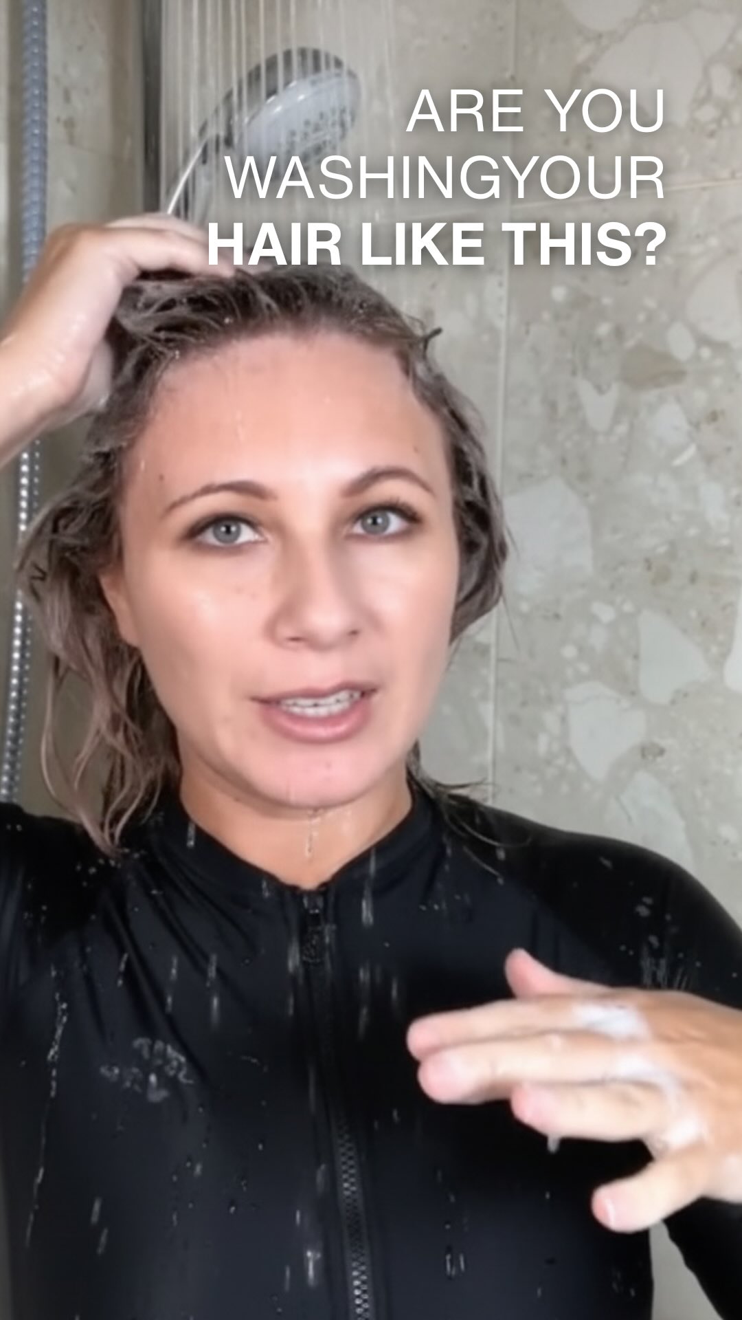 Are you washing your shampoo away before it has a chance to do its job?
It’s such a simple thing, but something I still find myself explaining to Guests all the time.
When you’re cleansing your hair, standing directly under running water can continually dilute and rinse away the shampoo while you’re trying to work it through your scalp.
Step away from the running water while you cleanse. Give your shampoo the opportunity to actually do what it’s there to do — then rinse thoroughly.
Another little piece from my original cleansing tutorial that is just as relevant today.
Sometimes it’s not the product. It’s how we’re using it.
#HairEducation #HealthyHairTips #HairCareTips #ShampooTips #NatalieVarrasso