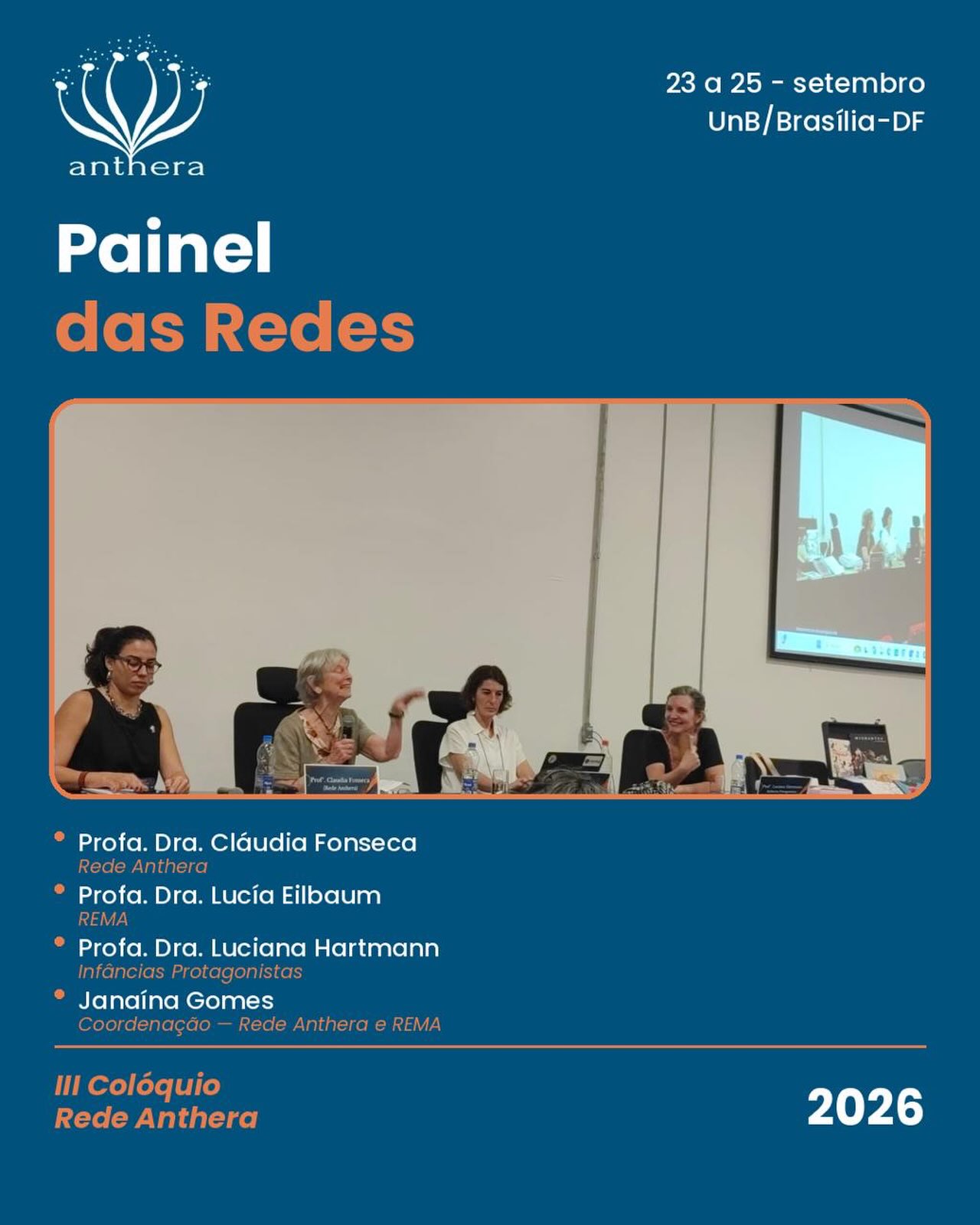 Registro do Painel das Redes, espaço de trocas entre a Rede Anthera, a REMA e a Infâncias Protagonistas — um diálogo sobre o que cada rede vem construindo em pesquisa, cuidado e políticas para famílias e infâncias, e sobre os caminhos possíveis de colaboração entre elas. 🌿🤝