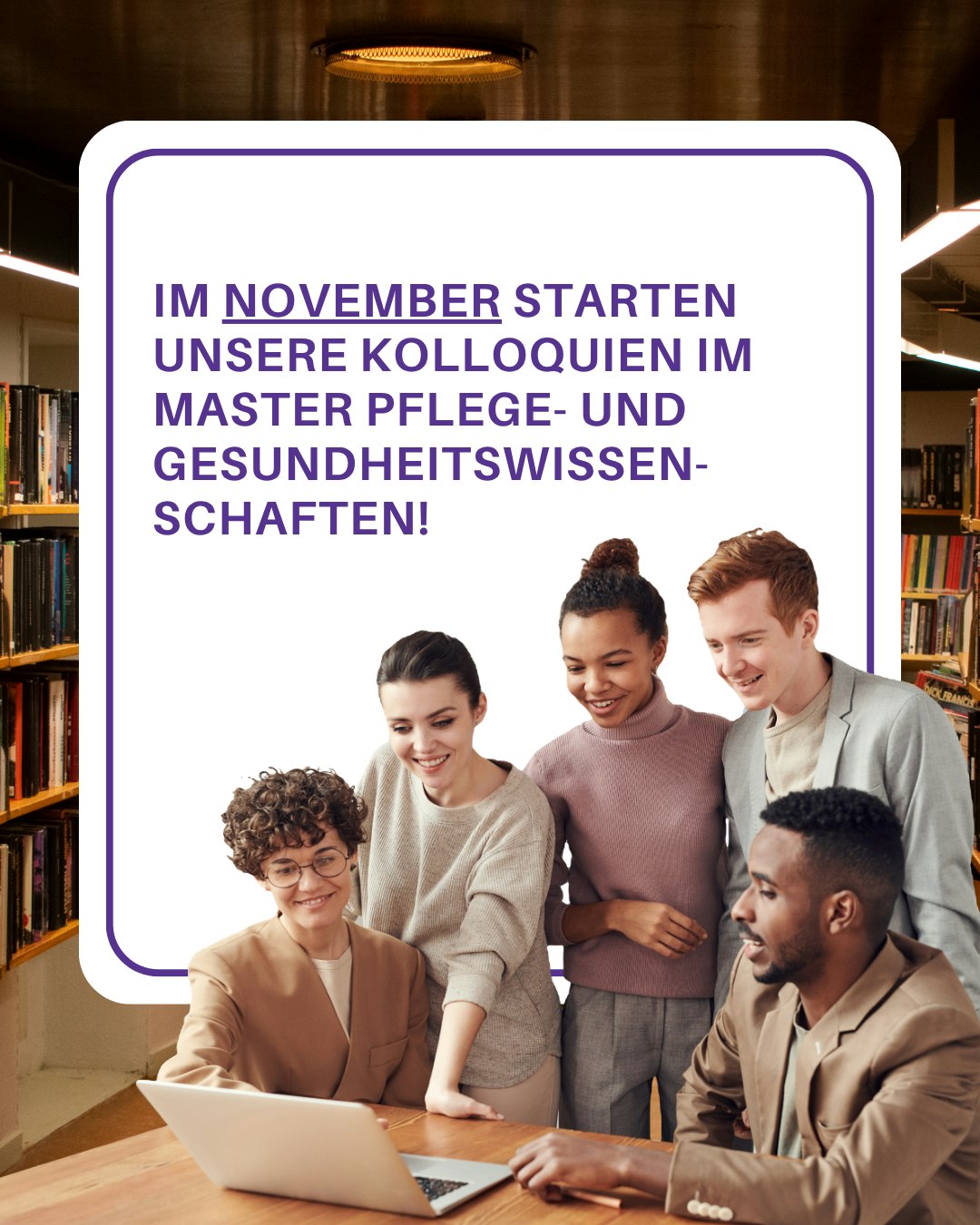Im November starten unsere Kolloquien im Master Pflege- und Gesundheitswissenschaften!
Ein besonderer Meilenstein für unsere Studierenden: in den Kolloquien haben sie die Möglichkeit, den aktuellen Stand ihres Projektthemas im Rahmen der Masterthesis vorzustellen und Einblicke in ihre bisherigen Arbeiten und Forschungsergebnisse zu geben.
Wir freuen uns auf spannende Themen, interessante Diskussionen und vielfältige Perspektiven aus der Pflege- und Gesundheitswissenschaft. Vor allem aber sind wir gespannt darauf zu sehen, woran unsere Studierenden in den vergangenen Monaten gearbeitet und geforscht haben.
#steinbeismarburg #steinbeis #gesundheitswesen
