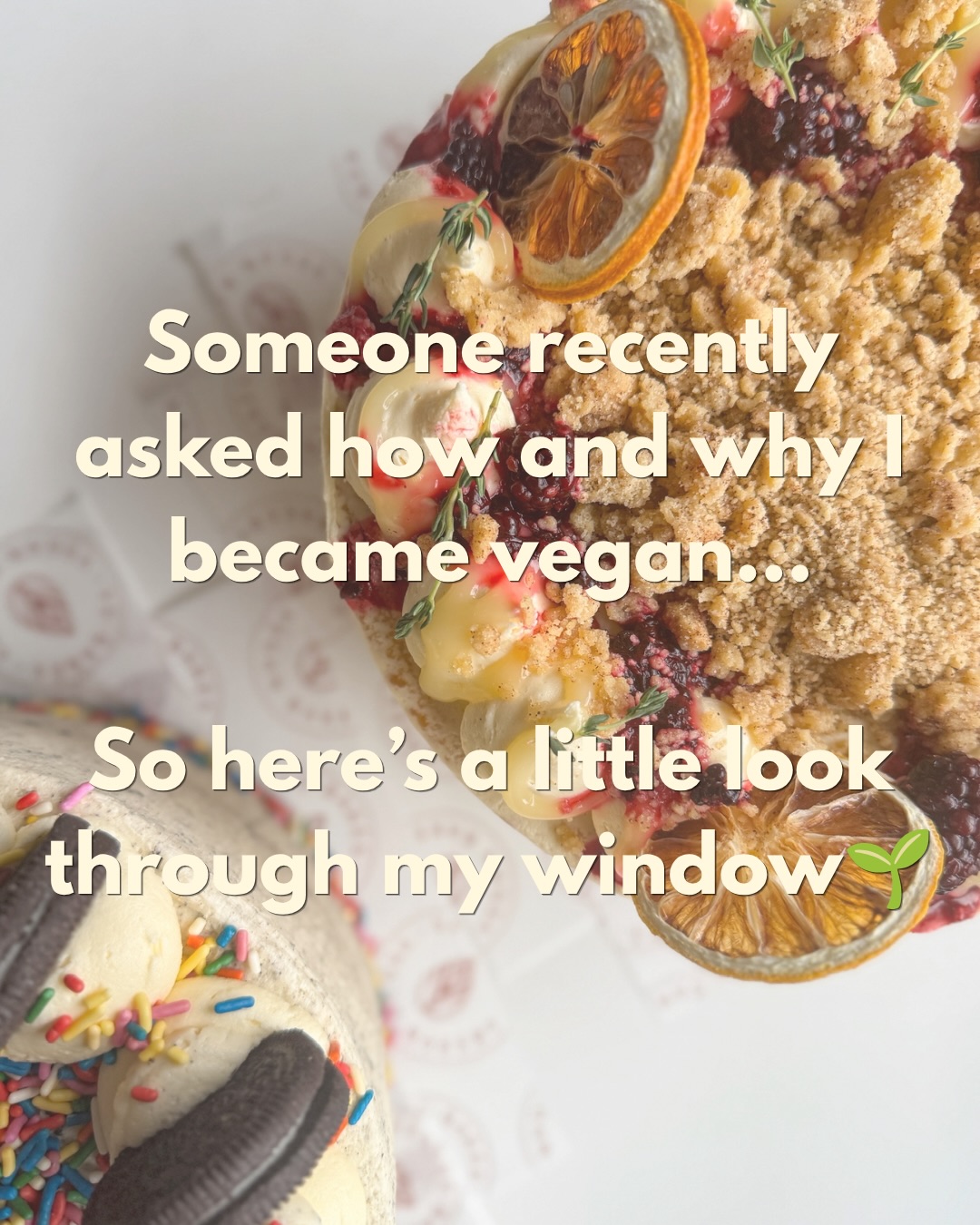 Someone recently asked how and why I became vegan, so this is my honest answer 🌱
It happened in stages, but each decision felt almost overnight. I’d learn something new one day and change how I lived the next—because once my understanding changed, continuing as before no longer made sense to me.
This isn’t intended to tell anyone else how to live their life. It’s simply a little look through my window and the choices that feel right for me.
Those choices eventually led me towards vegan baking, developing my own recipes and starting Ve‑Bakes.
Thank you for being curious about me and my beliefs behind the work I do 🤎
