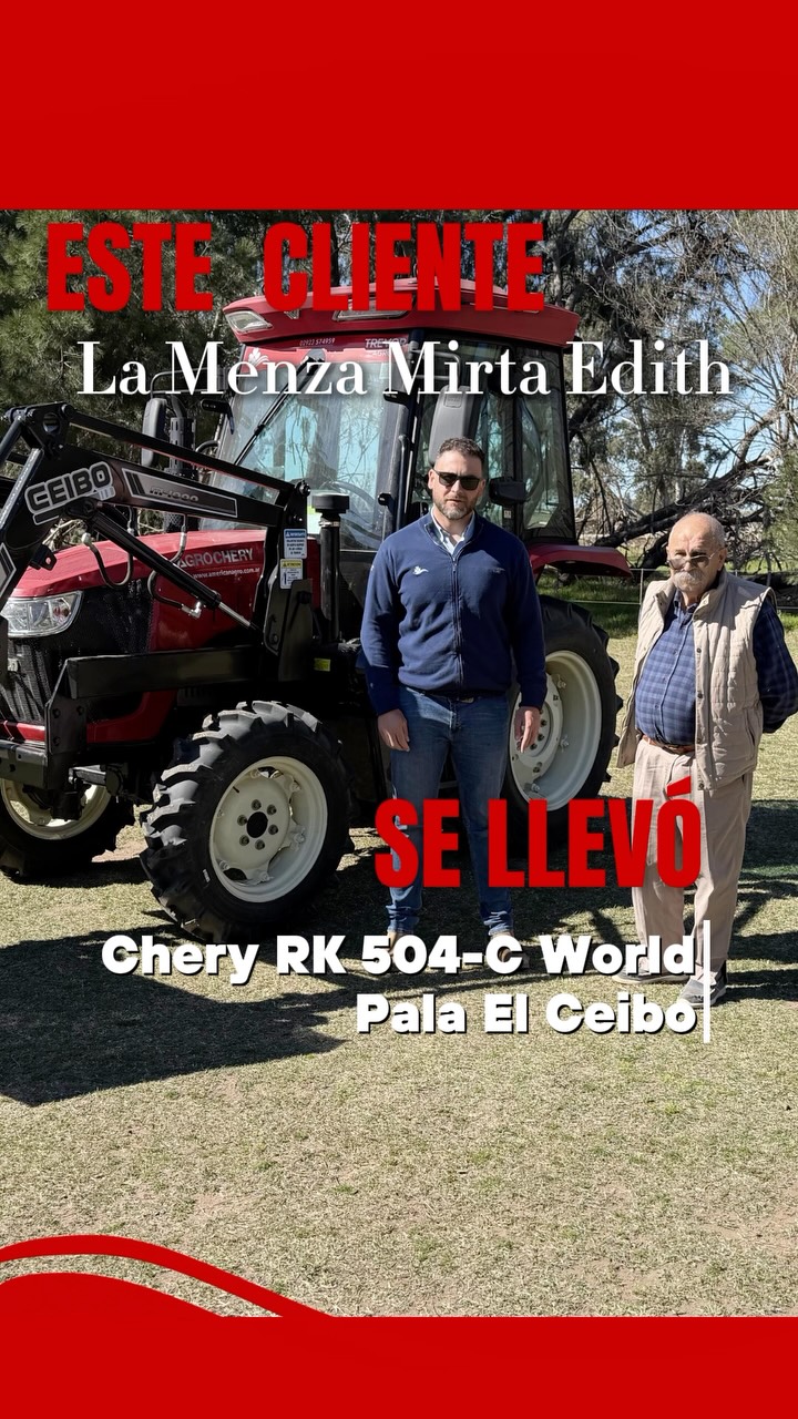 ¡POTENCIA Y VERSATILIDAD PARA MAXIMIZAR EL RINDE! 🚜💥🌾
Queremos felicitar enormemente a La Menza Mirta Edith por la excelente incorporación de este flamante Tractor Chery RK 504-C World.
Se lleva al lote un equipo súper versátil y equilibrado, ideal para encarar múltiples labores en el campo.
¡Muchísimas gracias, Mirta, por confiar en el asesoramiento técnico y el servicio posventa de TrevorAgro! A disfrutar y sacarle todo el jugo a este nuevo fierrazo. 🙌✨
#TrevorAgro #AgroChery #CheryWorld #CheryRK504C