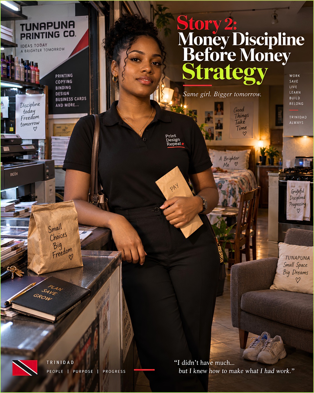 Story 2: Before I knew the phrase “money strategy,” I was already living it.
🔴My first job paid $420 a fortnight.
I walked to work. Brown-bagged lunch. Took overtime when I could.
Not because deprivation was the goal.
🔴Because the money had a "job".
That lesson stayed with me.
And today, it shapes how I talk to women founders about growth.
Because the question isn't :
“Do you have enough money?”
It’s also:
“Do you know what the money needs to do next?”
That’s part of the conversation at Power Circle™.
September 26 | 9:00–11:00 AM
Kafneo Office Centre and Lounge, Tunapuna
Link in the comments.
If your business is surviving, but you’re not yet planning for growth, come sit with us.
#powercircle #womenfounders #moneystrategy #fundability #businessgrowth
