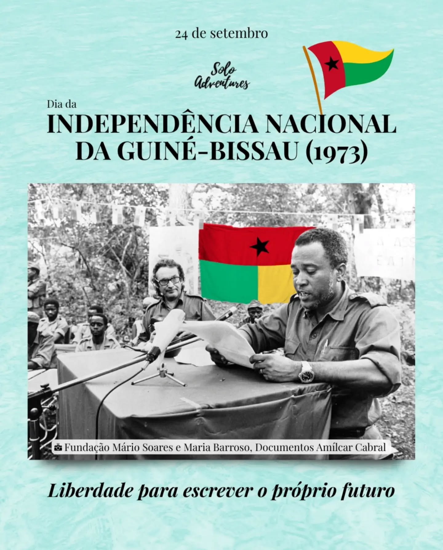 🇬🇼 Ontem foram os 53 anos de Independência da Guiné-Bissau!
Declarada em 1973, a Guiné-Bissau conquistou a liberdade para escrever o seu próprio caminho.
Foi o primeiro país africano de língua portuguesa a se tornar independente
Celebramos a coragem, a força e a determinação do povo da Guiné-Bissau, assim como a memória das lutas de libertação e resistência coloniais.
A Solo Adventures, como uma associação voluntária dos países lusófonos, comemora a liberdade e o respeito a todas as pessoas!
#soloadventures #guinebissau #independência #volunteer #resistence