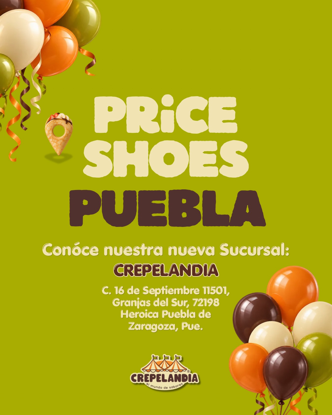 Llegó el momento de abrir las puertas de nuestra nueva sucursal de Crepelandia en Price Shoes Puebla. ✨
Y queremos que este primer día se disfrute en grande:
compra 1 producto + $1 peso y llévate otro. 👀
🥞 Crepas
🥤 Frappés
🥛 Malteadas
📅 Sábado 26 de septiembre
📍 Price Shoes Puebla
Ven con tu familia, tus amigos o con esa persona que nunca dice que no a un antojo. 🤭
Mañana Price Shoes Puebla se pone mucho más antojable. 🧡
#crepelandia #mundodesabores #pueblamexico #postresdeliciosos #priceshoes