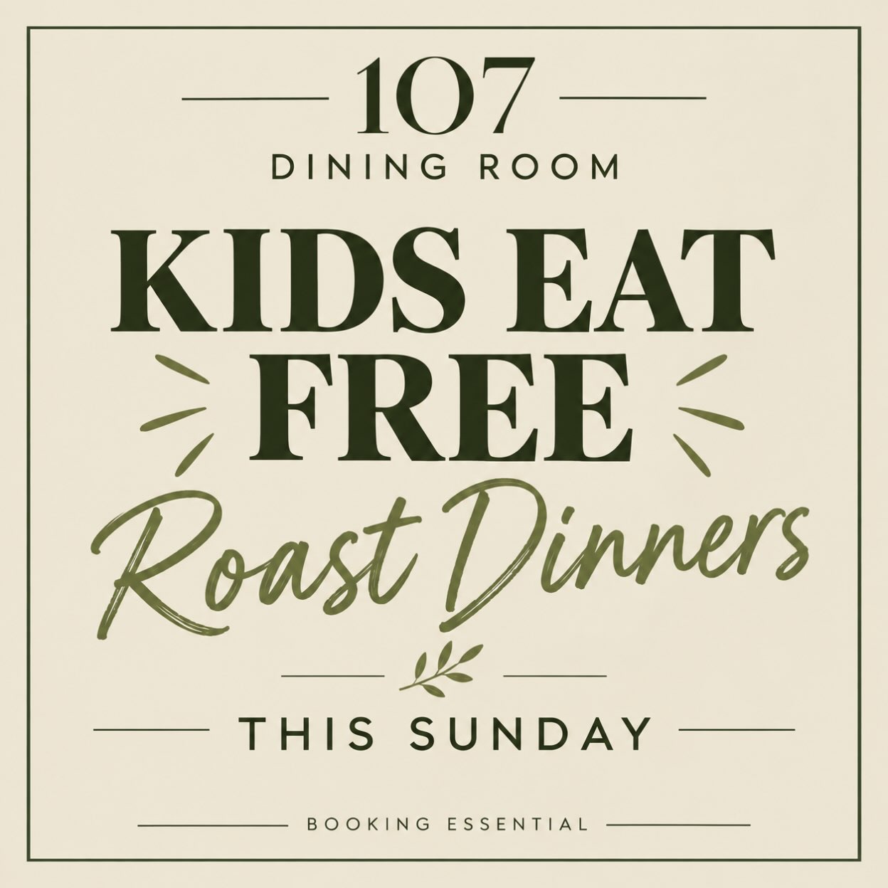 It’s our final September Sunday offer! 🍁🍂
Sunday the 27th of September.. All children’s roasts dinners are free!
Booking by phone is essential quoting ‘September Sundays’
Choose between a pork or a beef roast with all the trimmings.